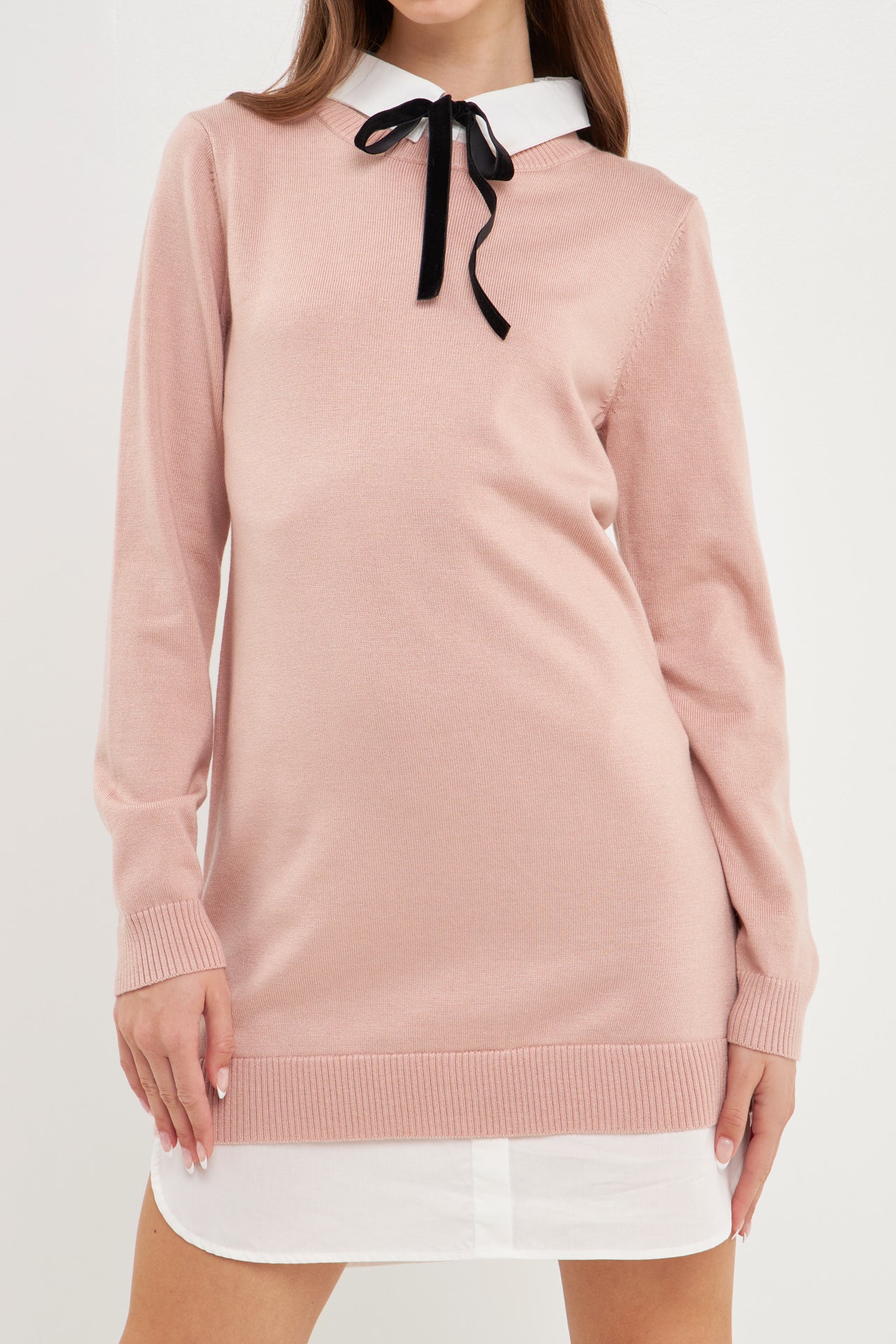ENGLISH FACTORY - Knit Sweater Mini Dress with Bow - DRESSES available at Objectrare
