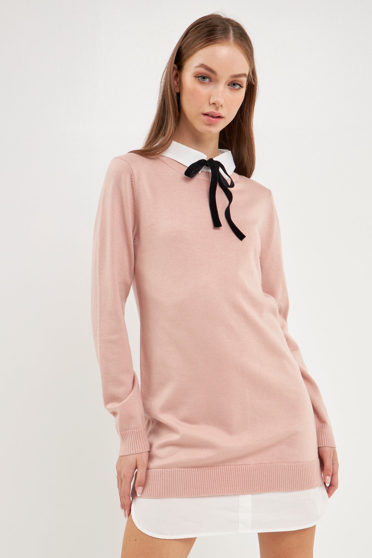 ENGLISH FACTORY - Knit Sweater Mini Dress with Bow - DRESSES available at Objectrare