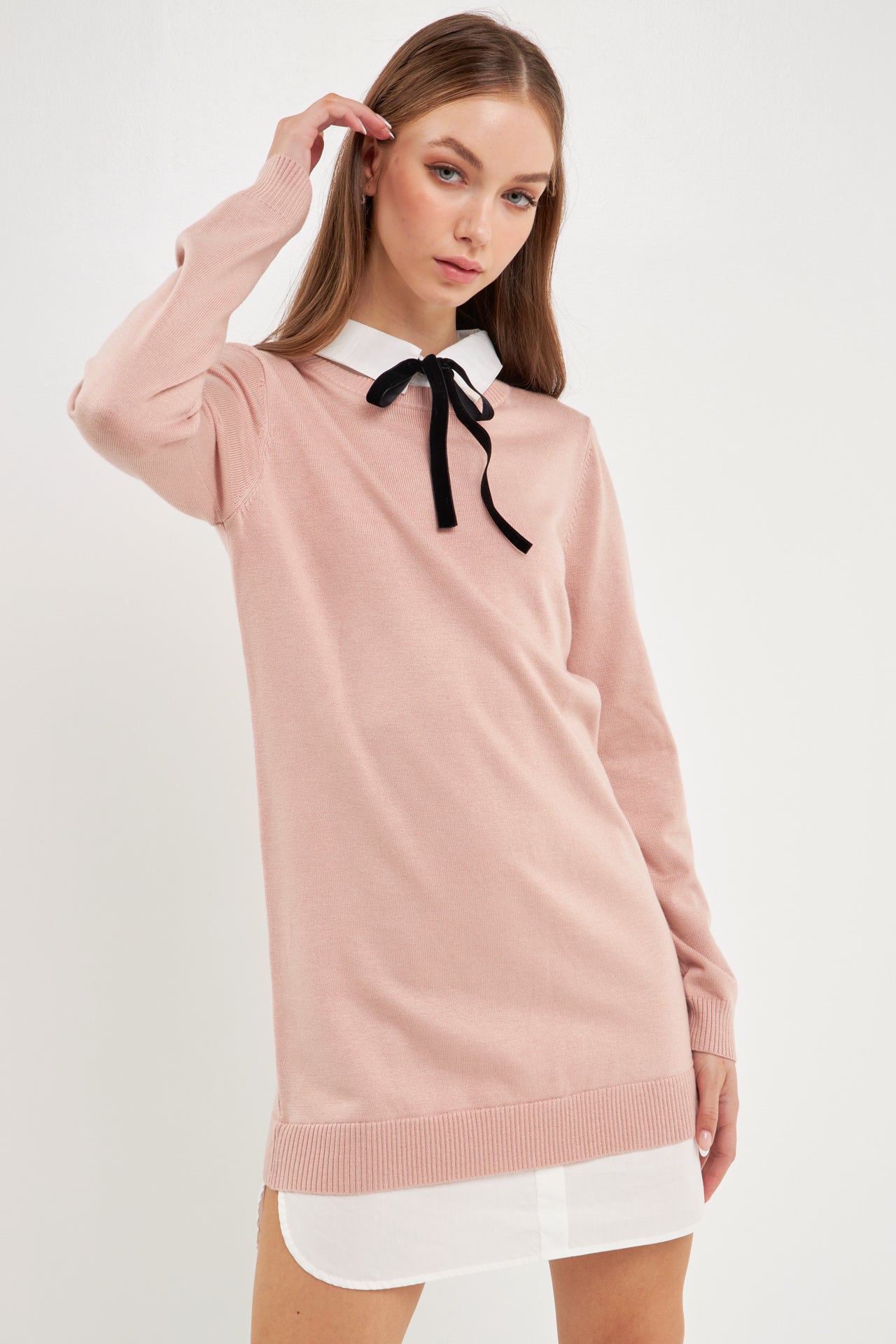 ENGLISH FACTORY - Knit Sweater Mini Dress with Bow - DRESSES available at Objectrare