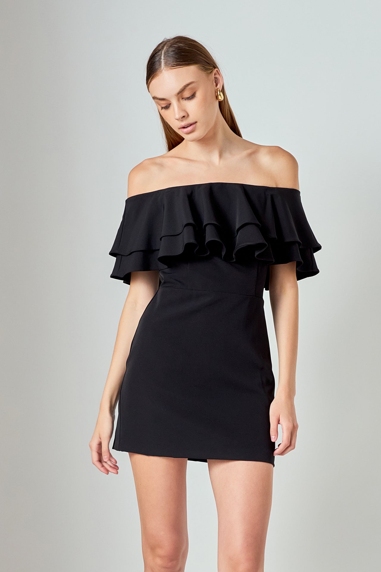 ENDLESS ROSE - Ruffled Off Shoulder Mini Dress - DRESSES available at Objectrare