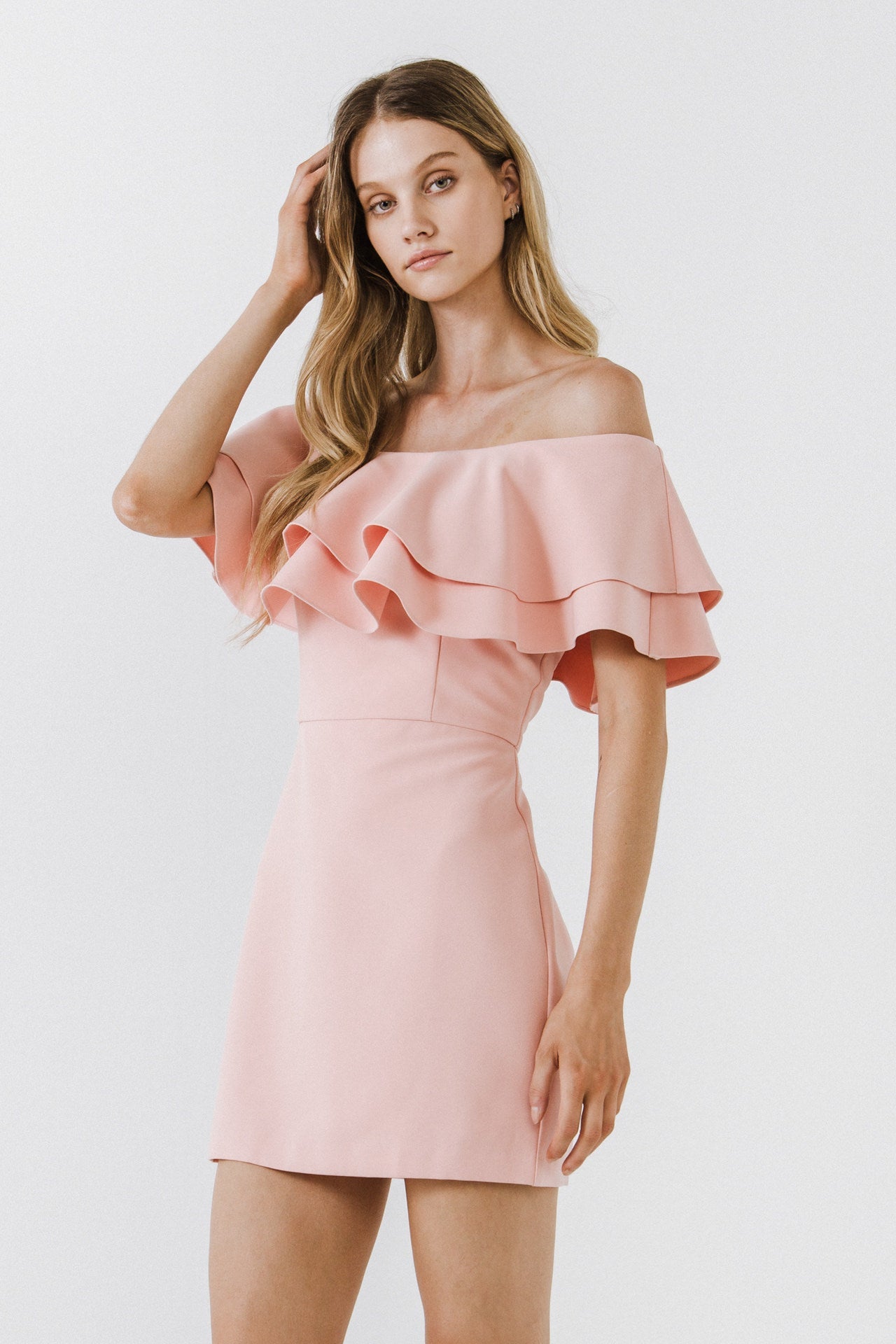 ENDLESS ROSE - Ruffled Off Shoulder Mini Dress - DRESSES available at Objectrare