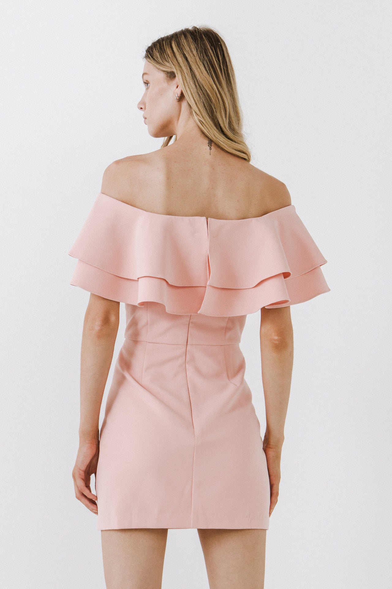 ENDLESS ROSE - Ruffled Off Shoulder Mini Dress - DRESSES available at Objectrare