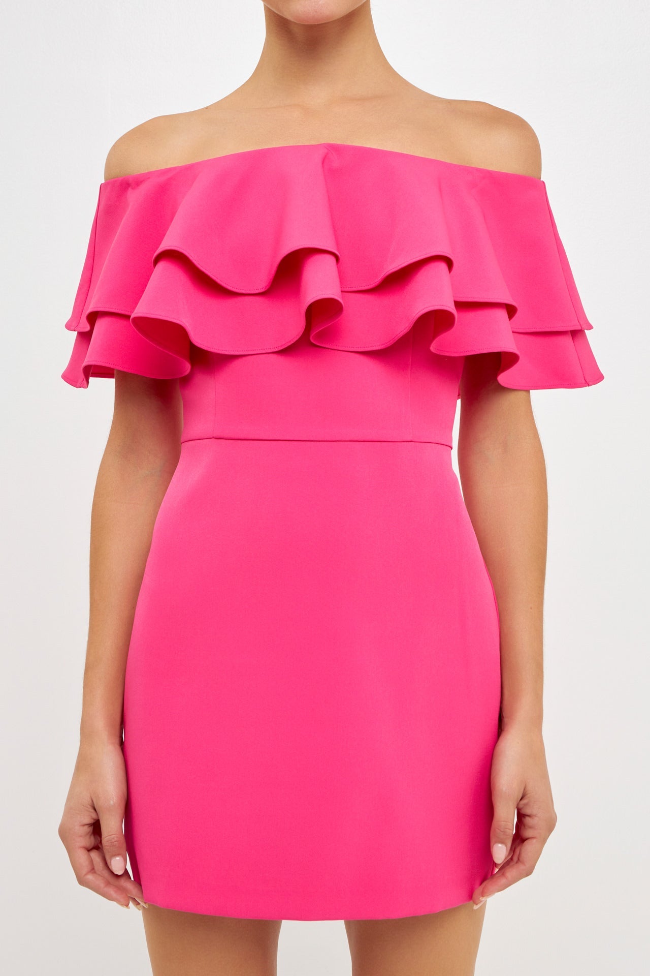 ENDLESS ROSE - Ruffled Off Shoulder Mini Dress - DRESSES available at Objectrare