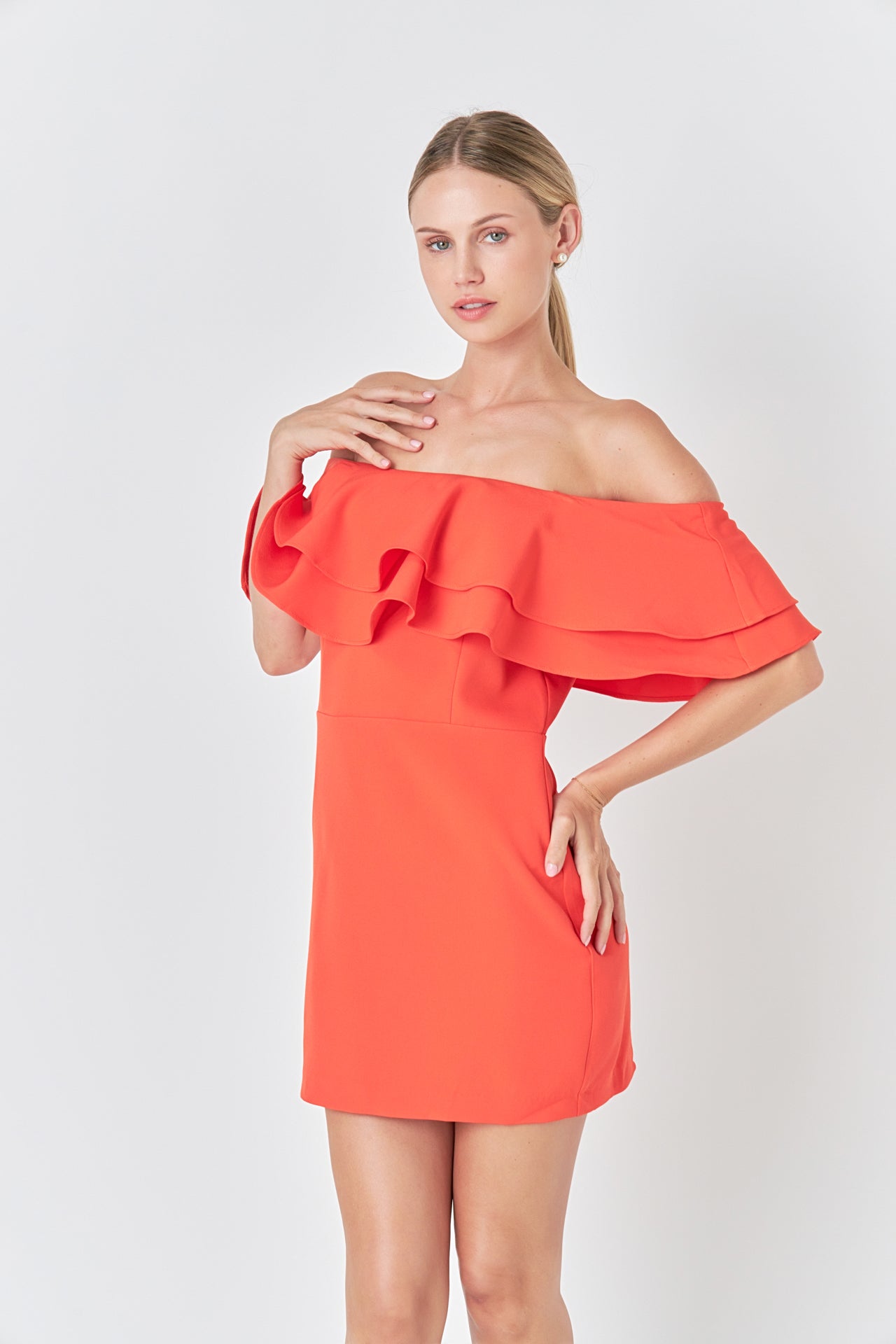 ENDLESS ROSE - Ruffled Off Shoulder Mini Dress - DRESSES available at Objectrare