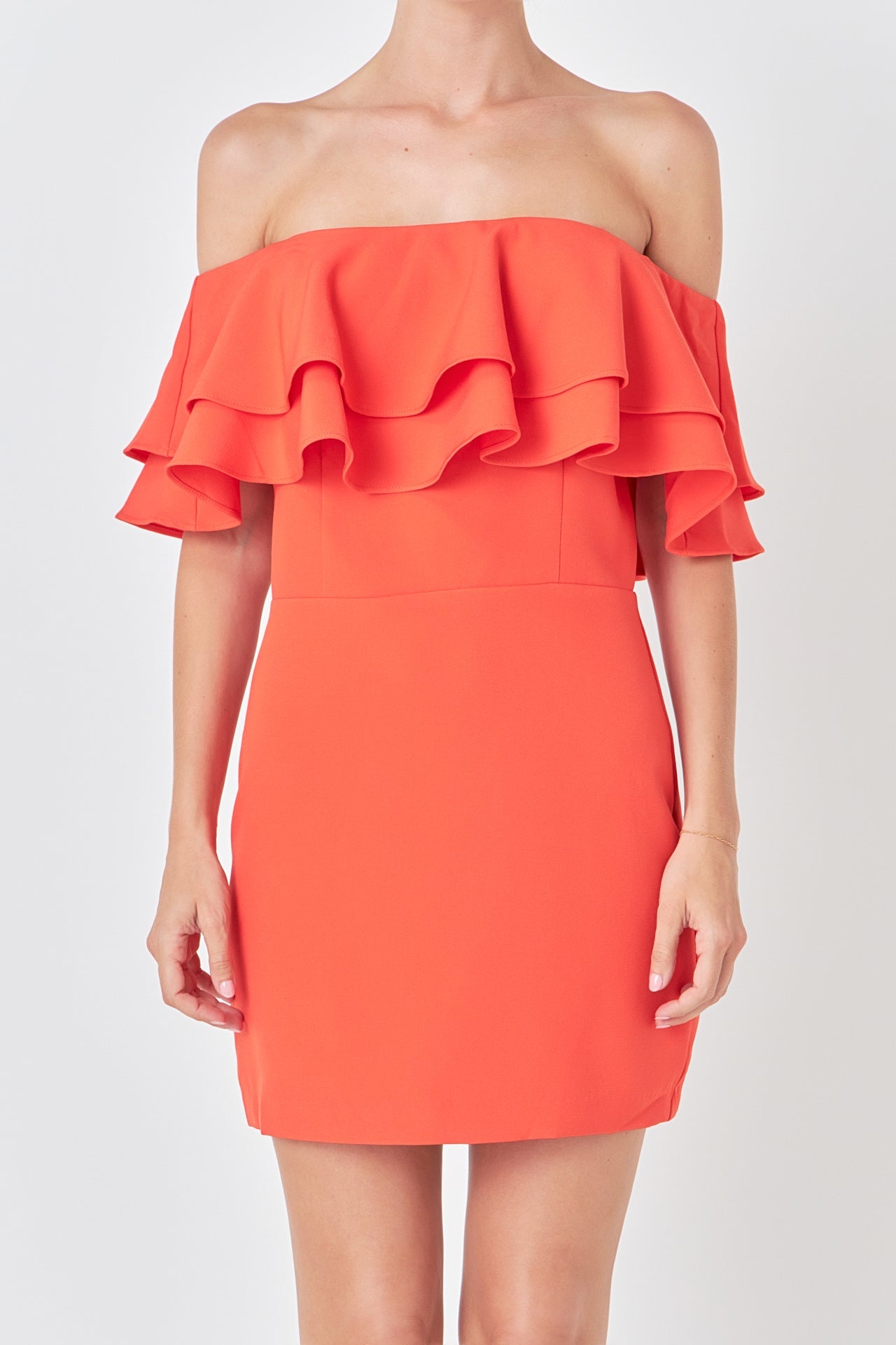 ENDLESS ROSE - Ruffled Off Shoulder Mini Dress - DRESSES available at Objectrare
