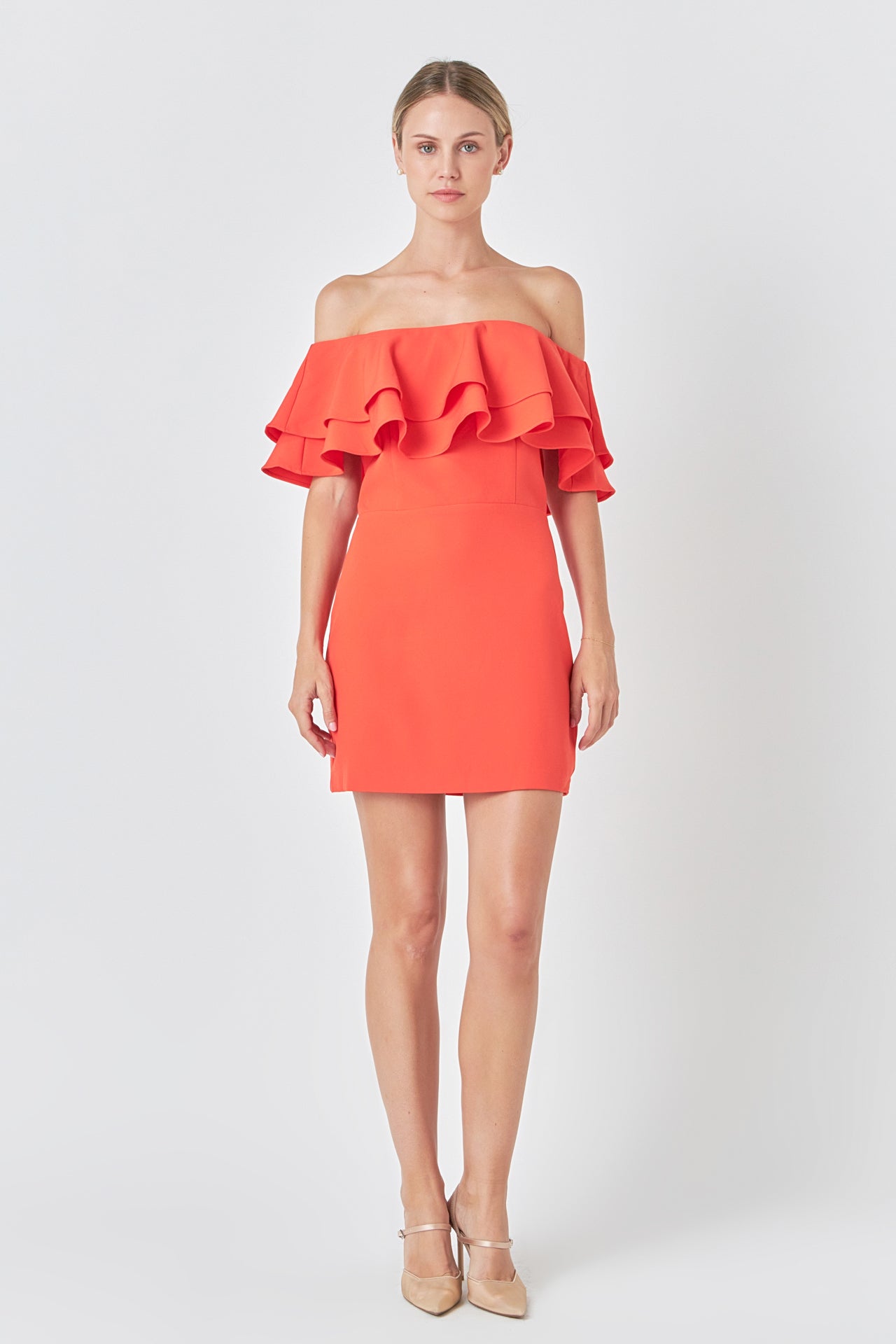 ENDLESS ROSE - Ruffled Off Shoulder Mini Dress - DRESSES available at Objectrare