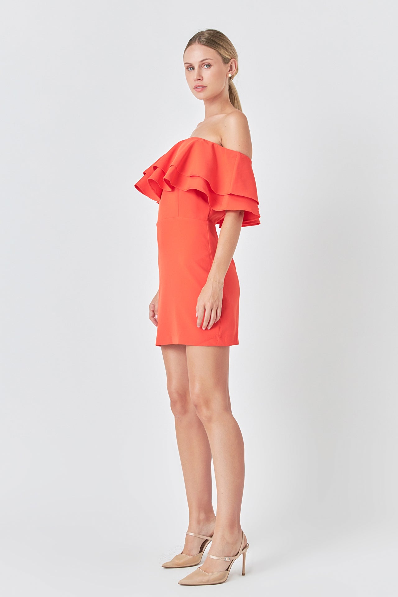 ENDLESS ROSE - Ruffled Off Shoulder Mini Dress - DRESSES available at Objectrare