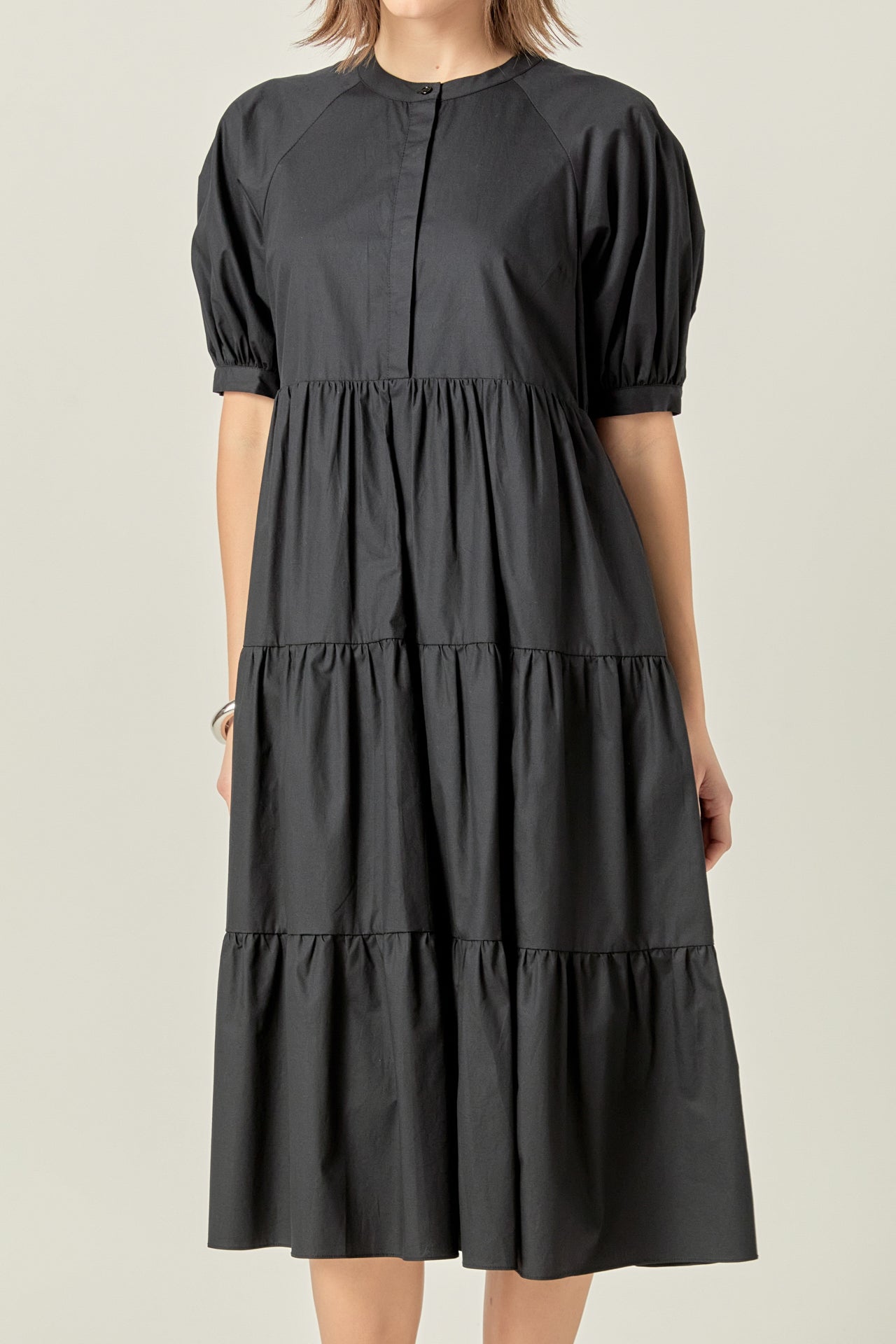 ENGLISH FACTORY - Short Puff Sleeve Midi Dress - DRESSES available at Objectrare