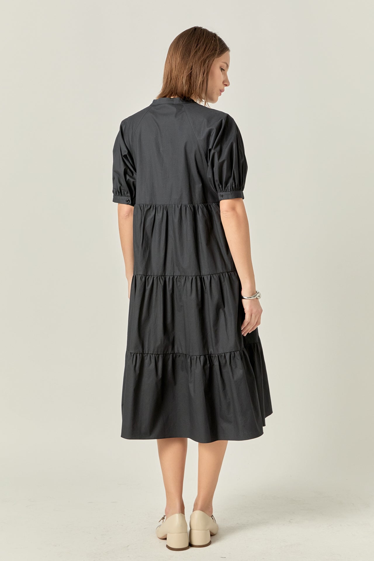 ENGLISH FACTORY - Short Puff Sleeve Midi Dress - DRESSES available at Objectrare