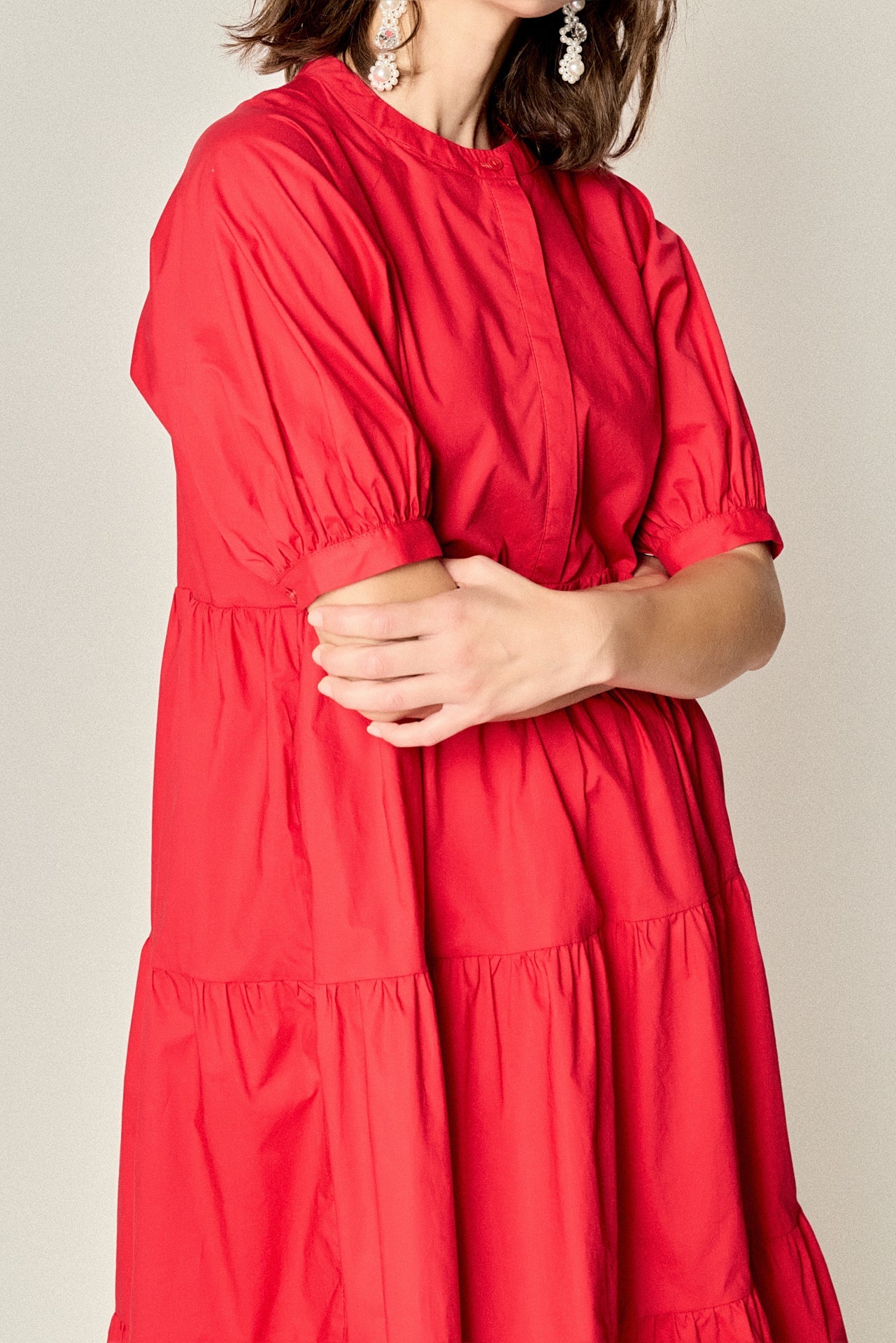 Short Puff Sleeve Midi Dress