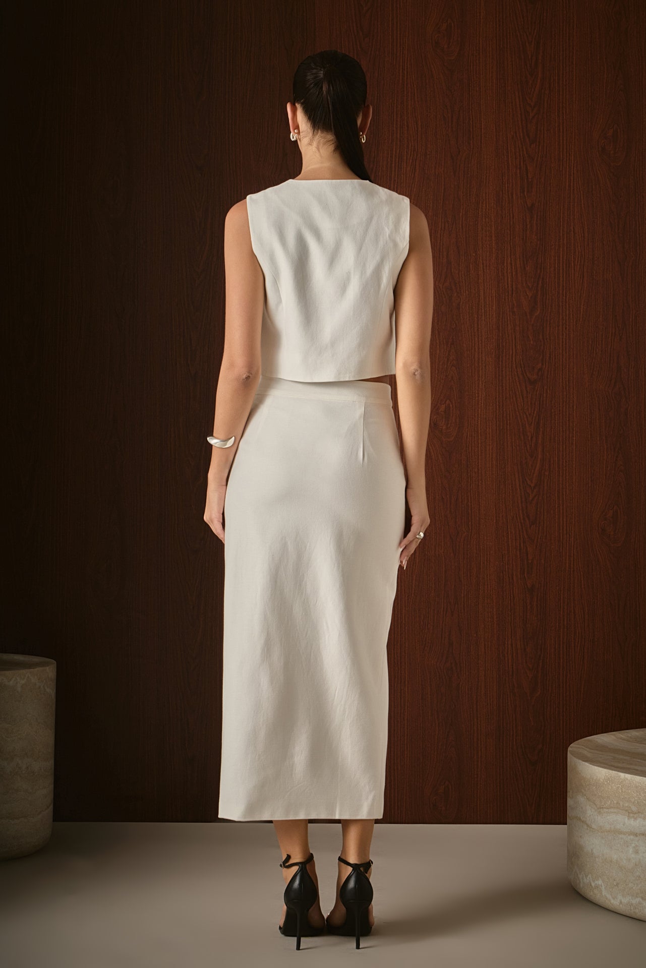 ENDLESS ROSE - Catherine Scallop Edge Linen Maxi Skirt - SKIRTS available at Objectrare