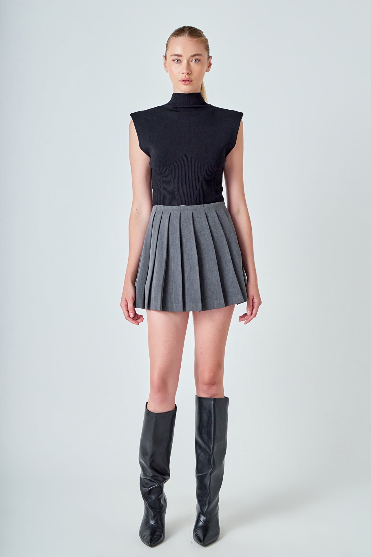 ENDLESS ROSE - Pleated Mini Skort - SKORTS available at Objectrare