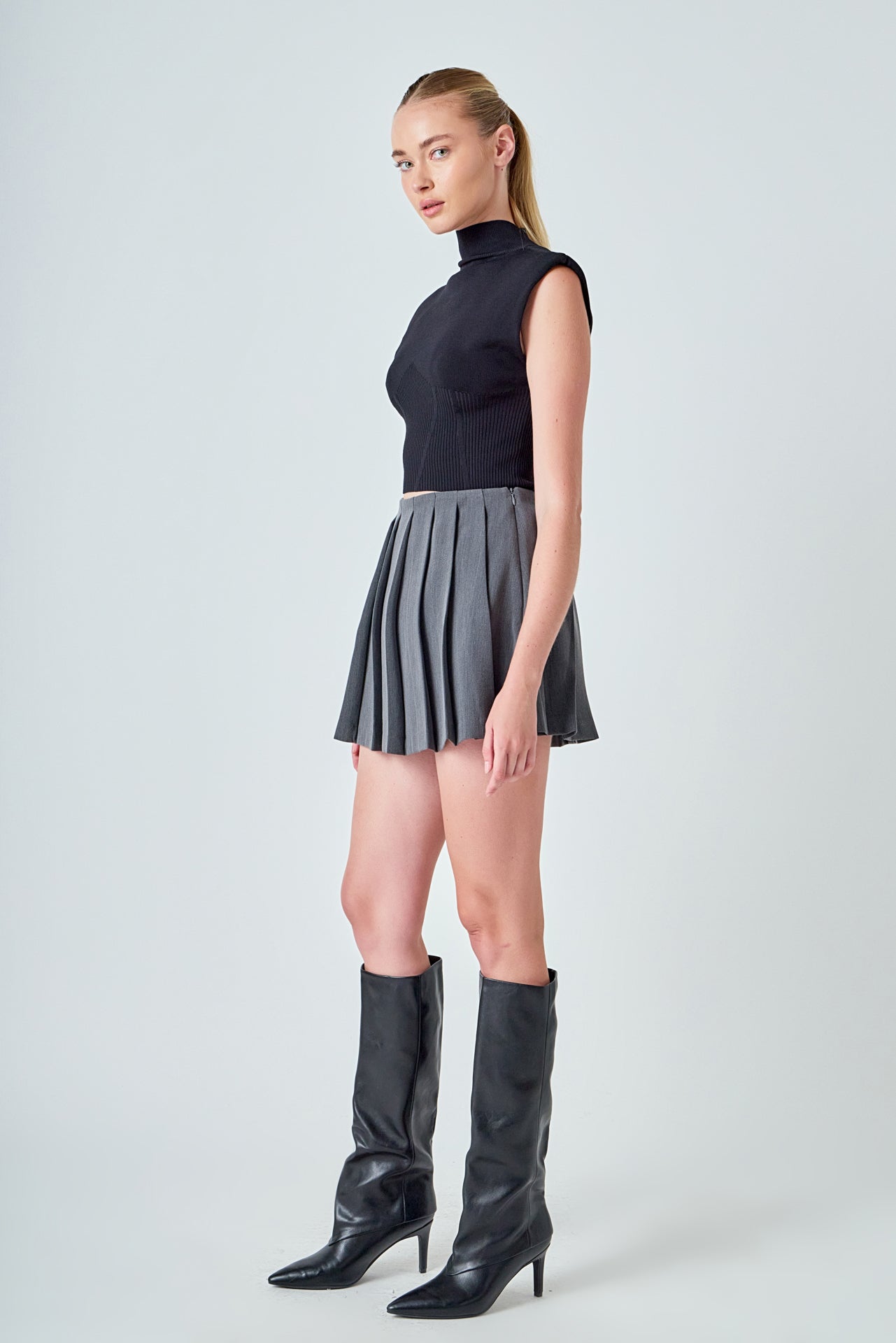 ENDLESS ROSE - Pleated Mini Skort - SKORTS available at Objectrare