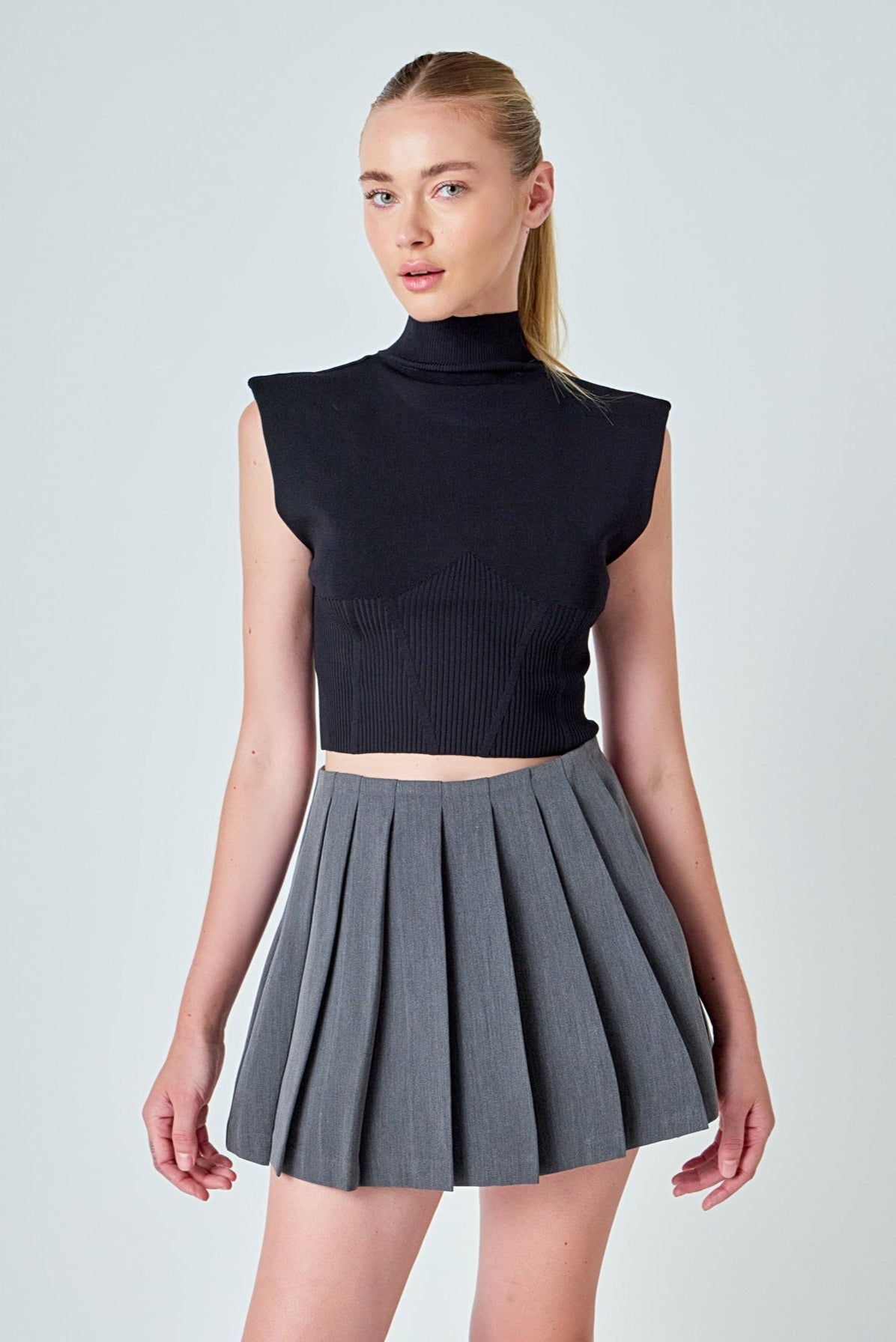 ENDLESS ROSE - Pleated Mini Skort - SKORTS available at Objectrare