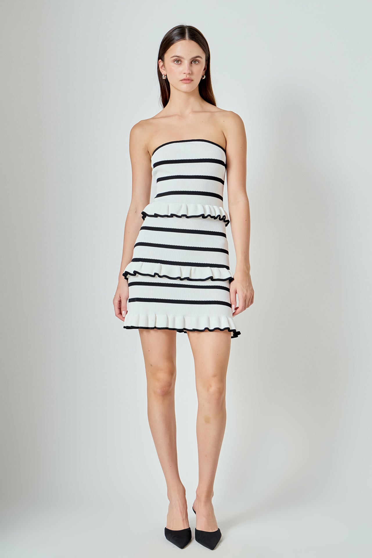 ENDLESS ROSE - Striped Tube Knit Mini Dress - DRESSES available at Objectrare