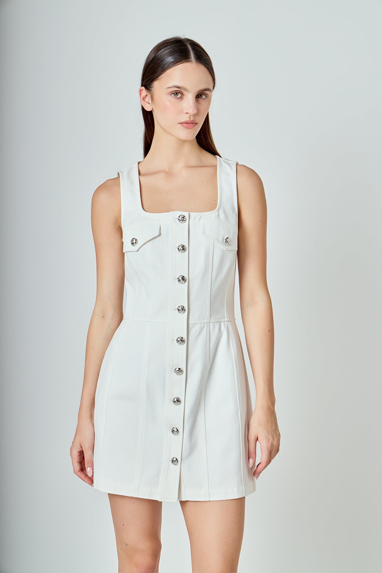 ENDLESS ROSE - Denim Button Up Mini Dress - DRESSES available at Objectrare