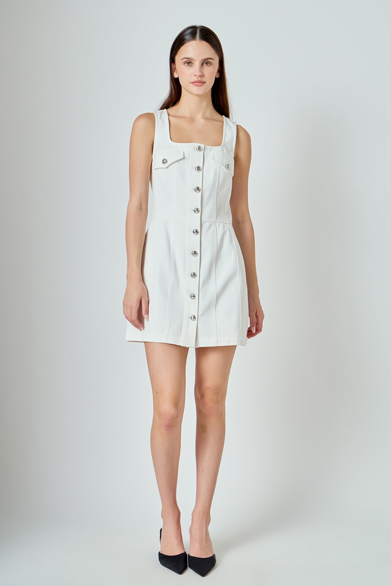 ENDLESS ROSE - Denim Button Up Mini Dress - DRESSES available at Objectrare