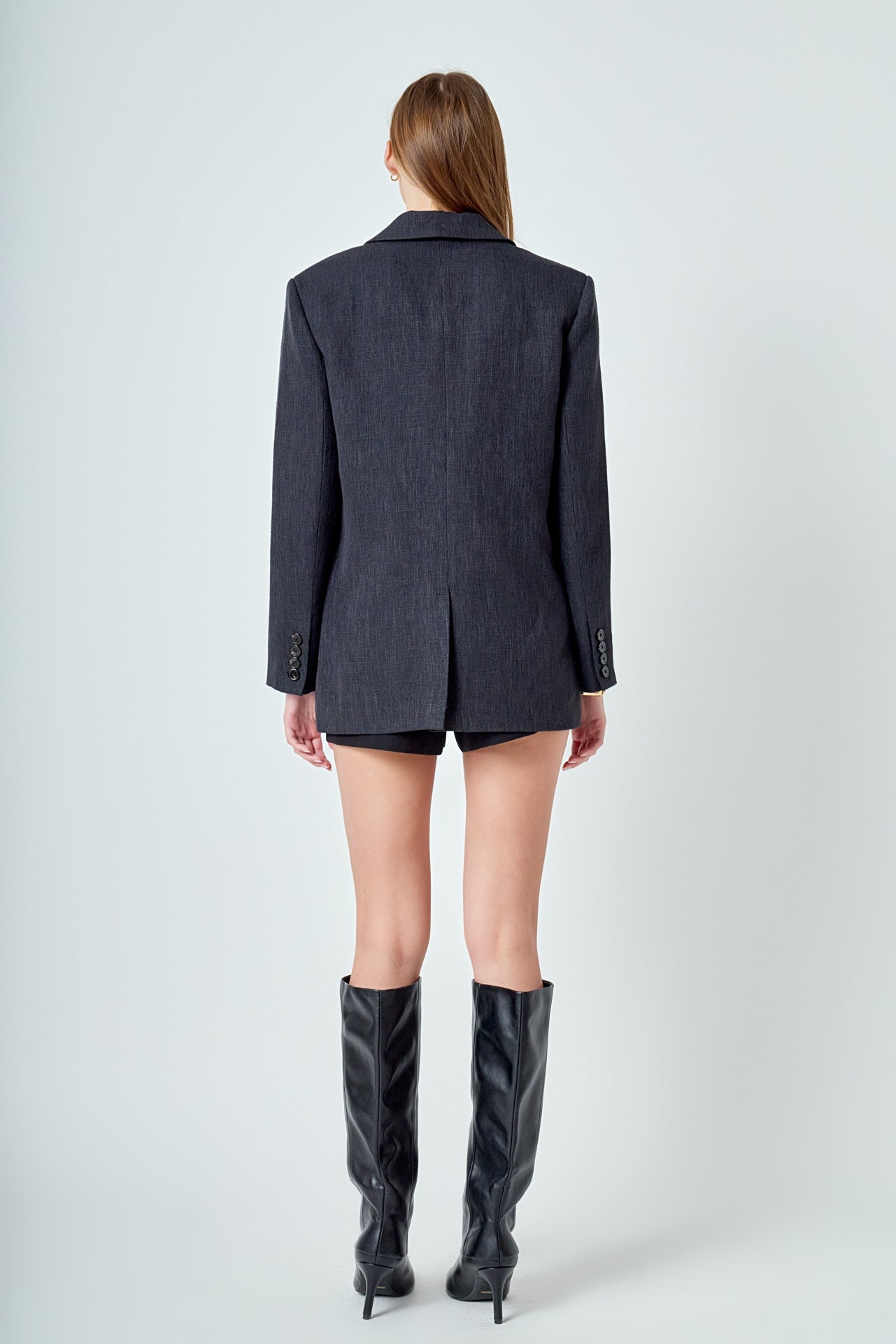 Linen Oversized Jewel Button Top