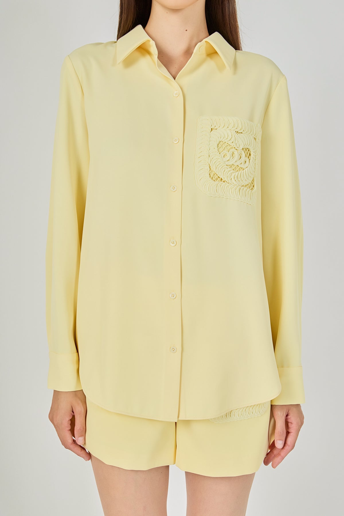 ENDLESS ROSE - Net Pocket Button Up Shirt - SHIRTS & BLOUSES available at Objectrare