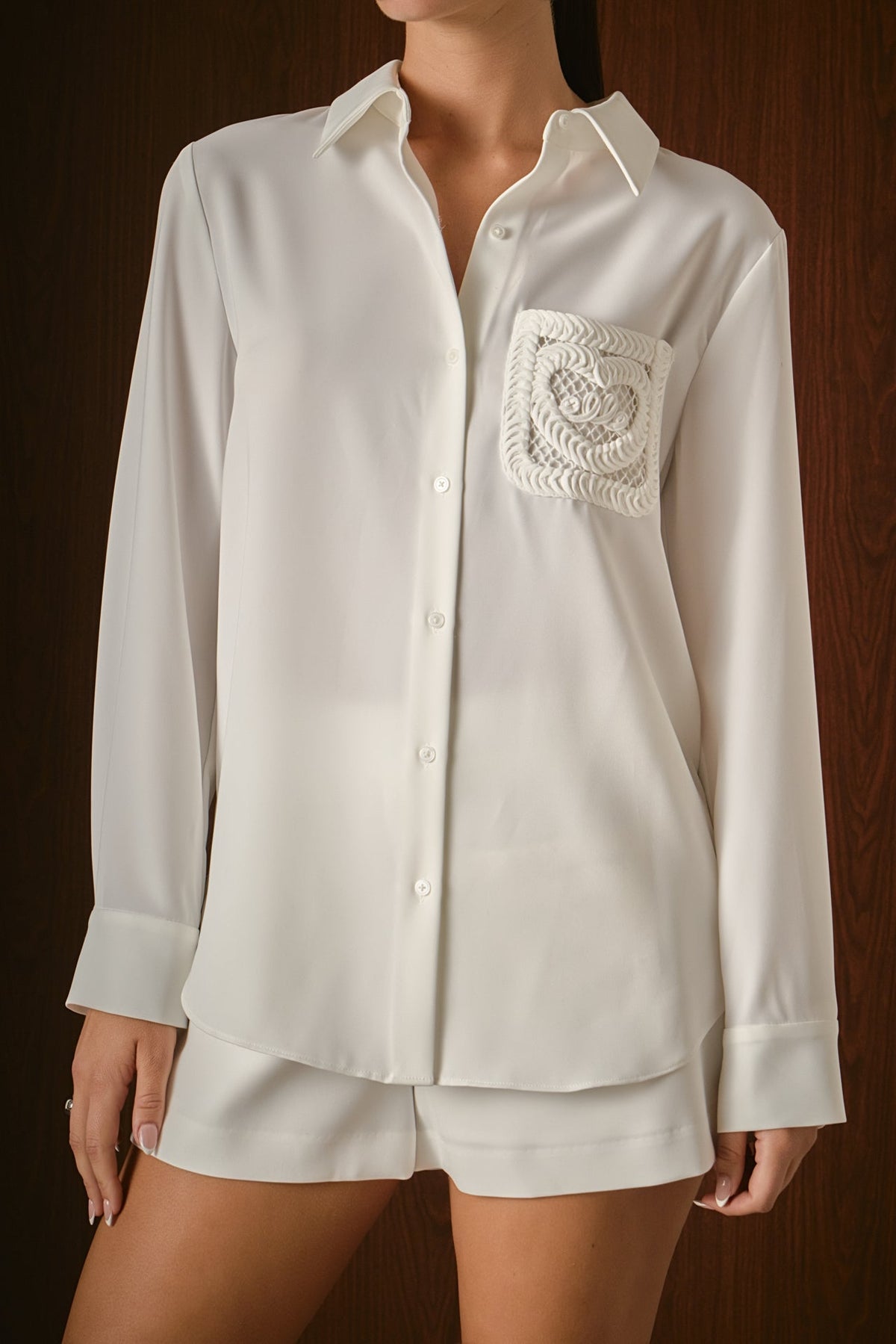 ENDLESS ROSE - Net Pocket Button Up Shirt - SHIRTS & BLOUSES available at Objectrare