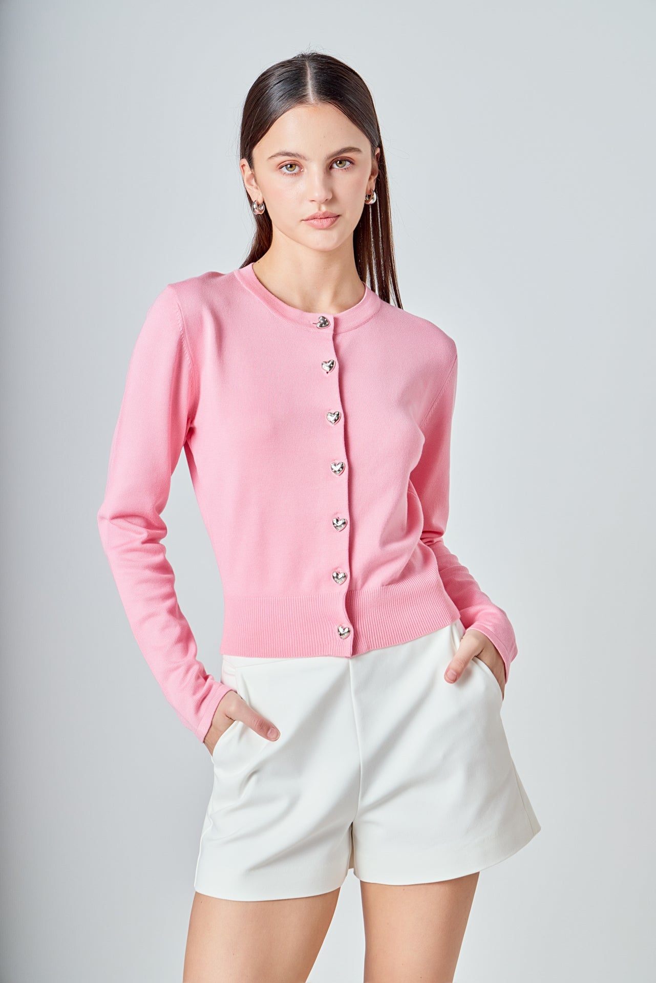 ENDLESS ROSE - Heart Button Down Cardigan - SWEATERS & KNITS available at Objectrare