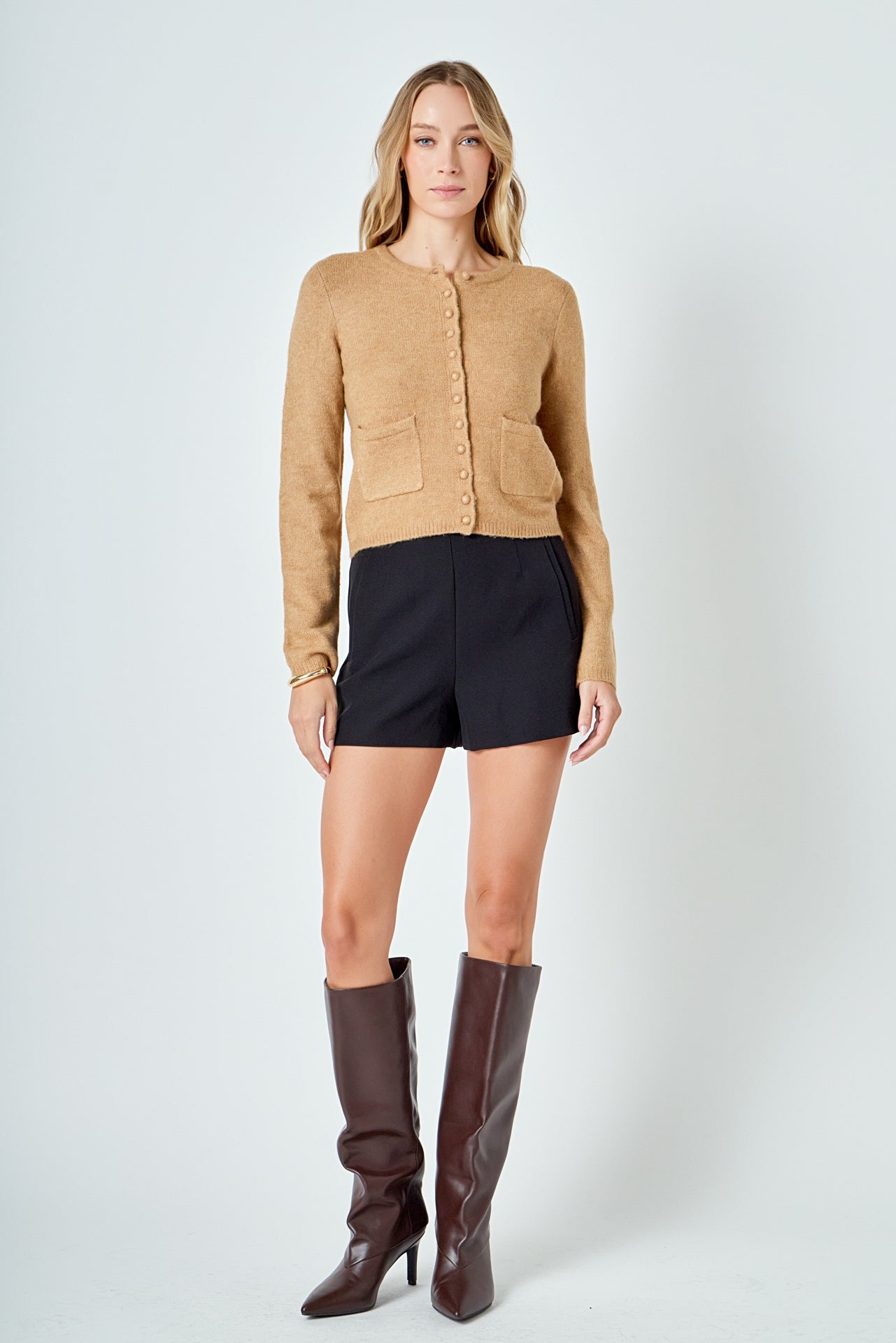 ENDLESS ROSE - Crewneck Button Down Knit Top - SWEATERS & KNITS available at Objectrare