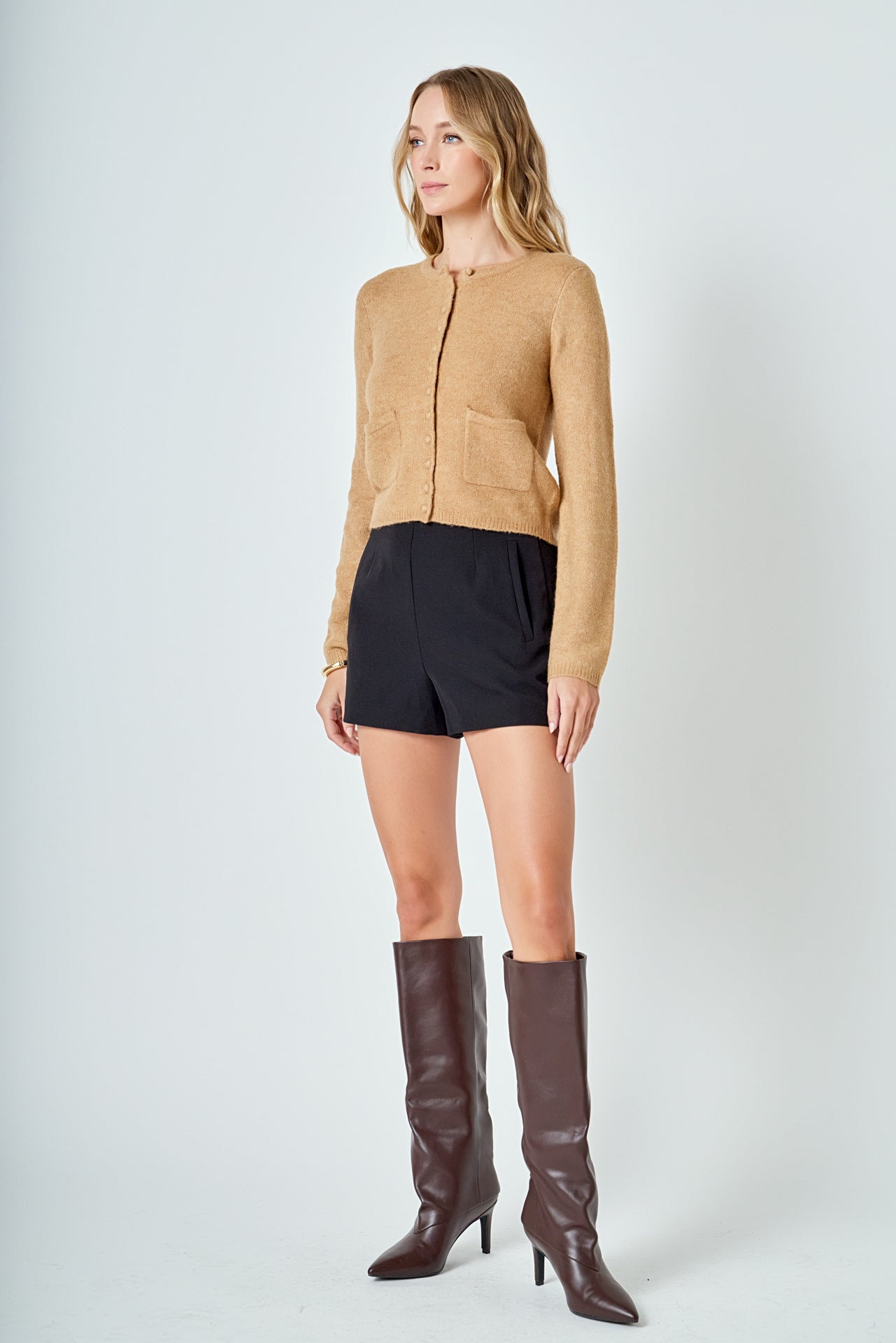 ENDLESS ROSE - Crewneck Button Down Knit Top - SWEATERS & KNITS available at Objectrare