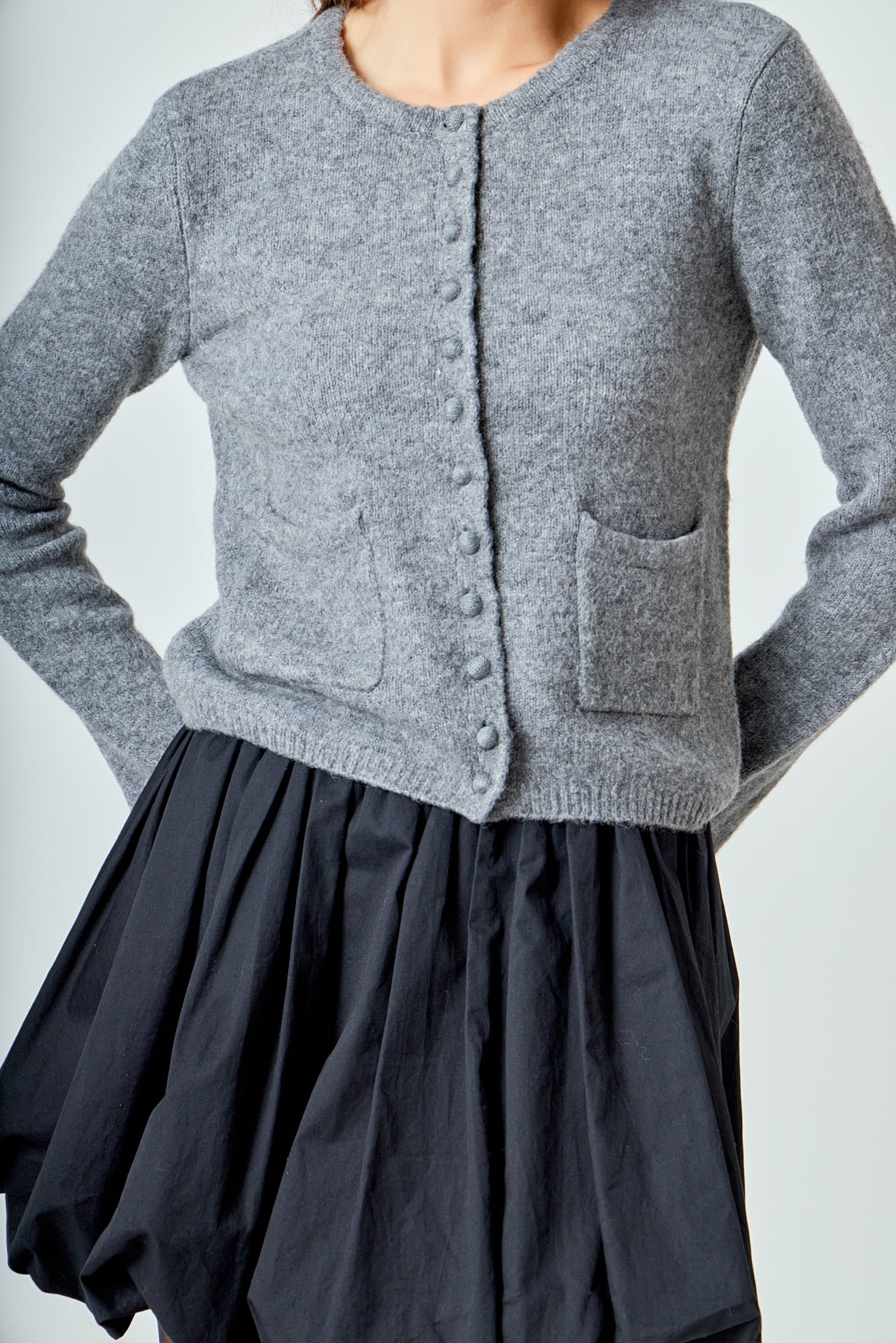 ENDLESS ROSE - Crewneck Button Down Knit Top - SWEATERS & KNITS available at Objectrare