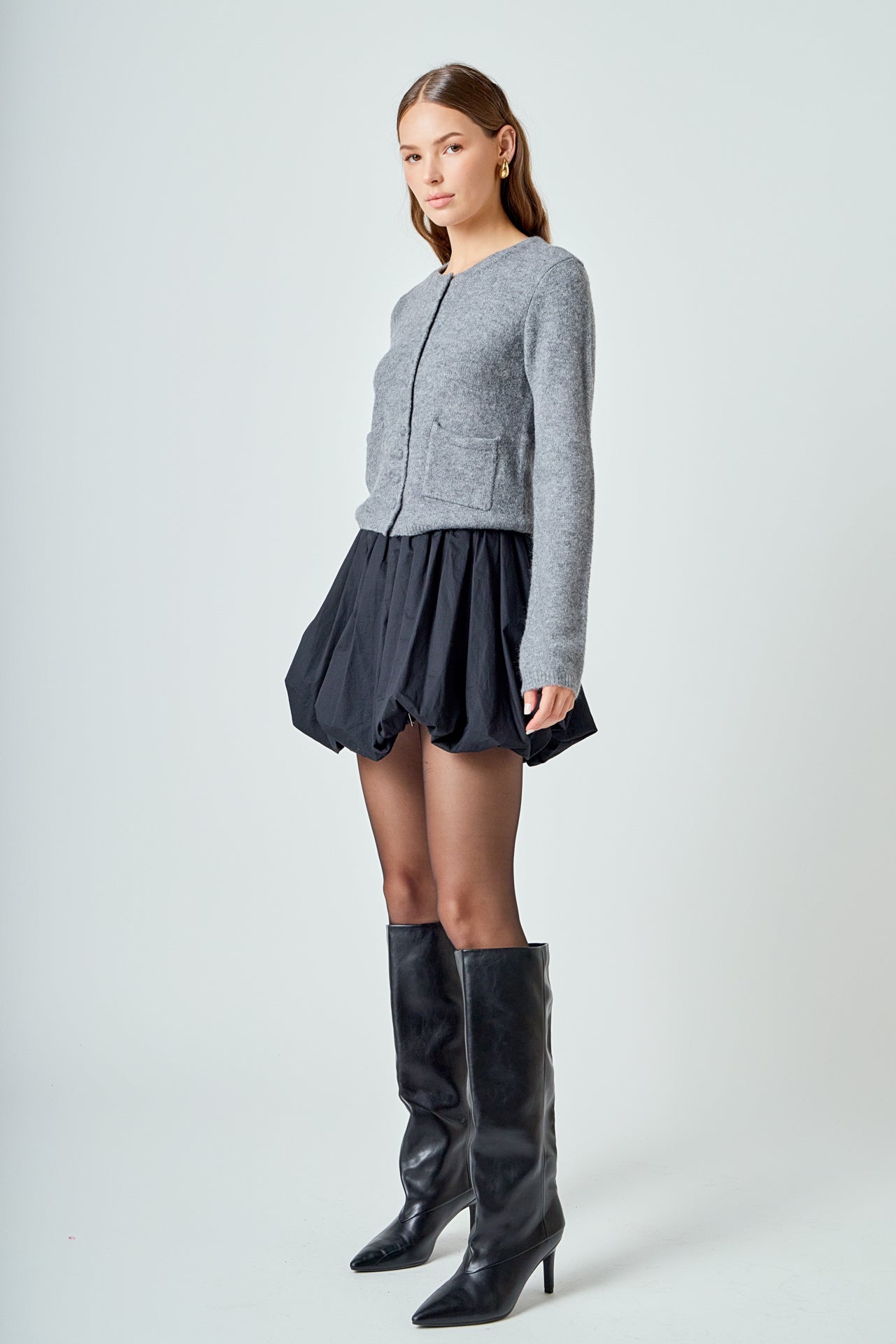ENDLESS ROSE - Crewneck Button Down Knit Top - SWEATERS & KNITS available at Objectrare