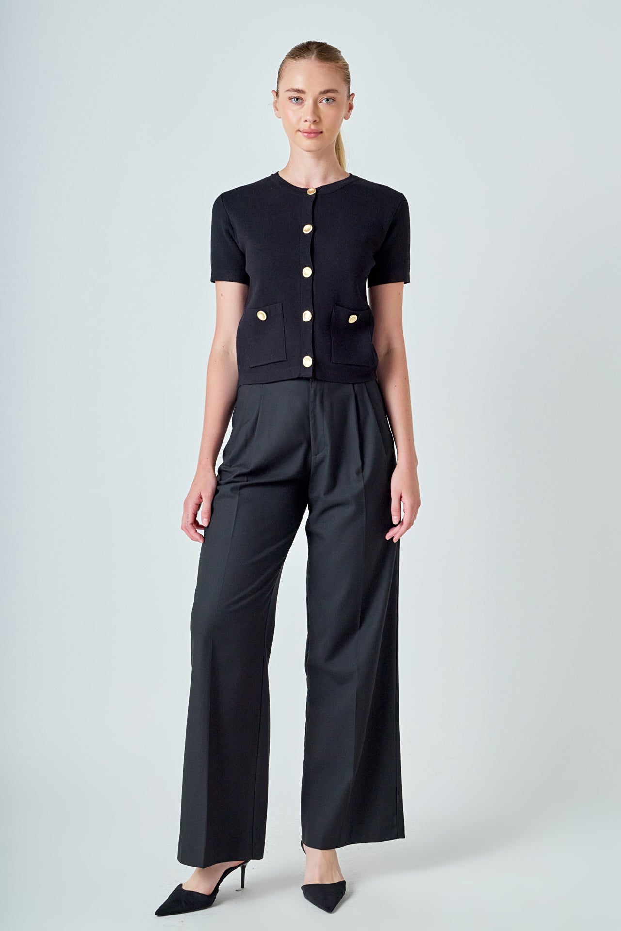 ENDLESS ROSE - Short Sleeve Button-Up Cardigan - SWEATERS & KNITS available at Objectrare