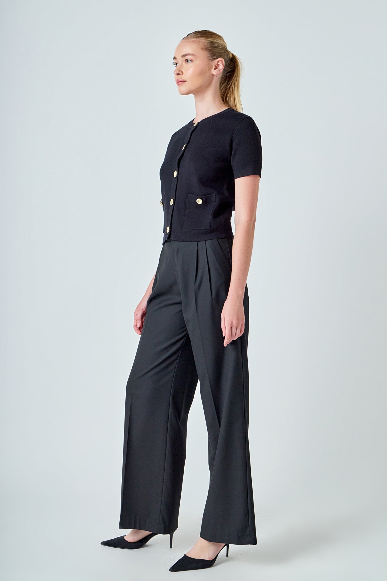 ENDLESS ROSE - Short Sleeve Button-Up Cardigan - SWEATERS & KNITS available at Objectrare