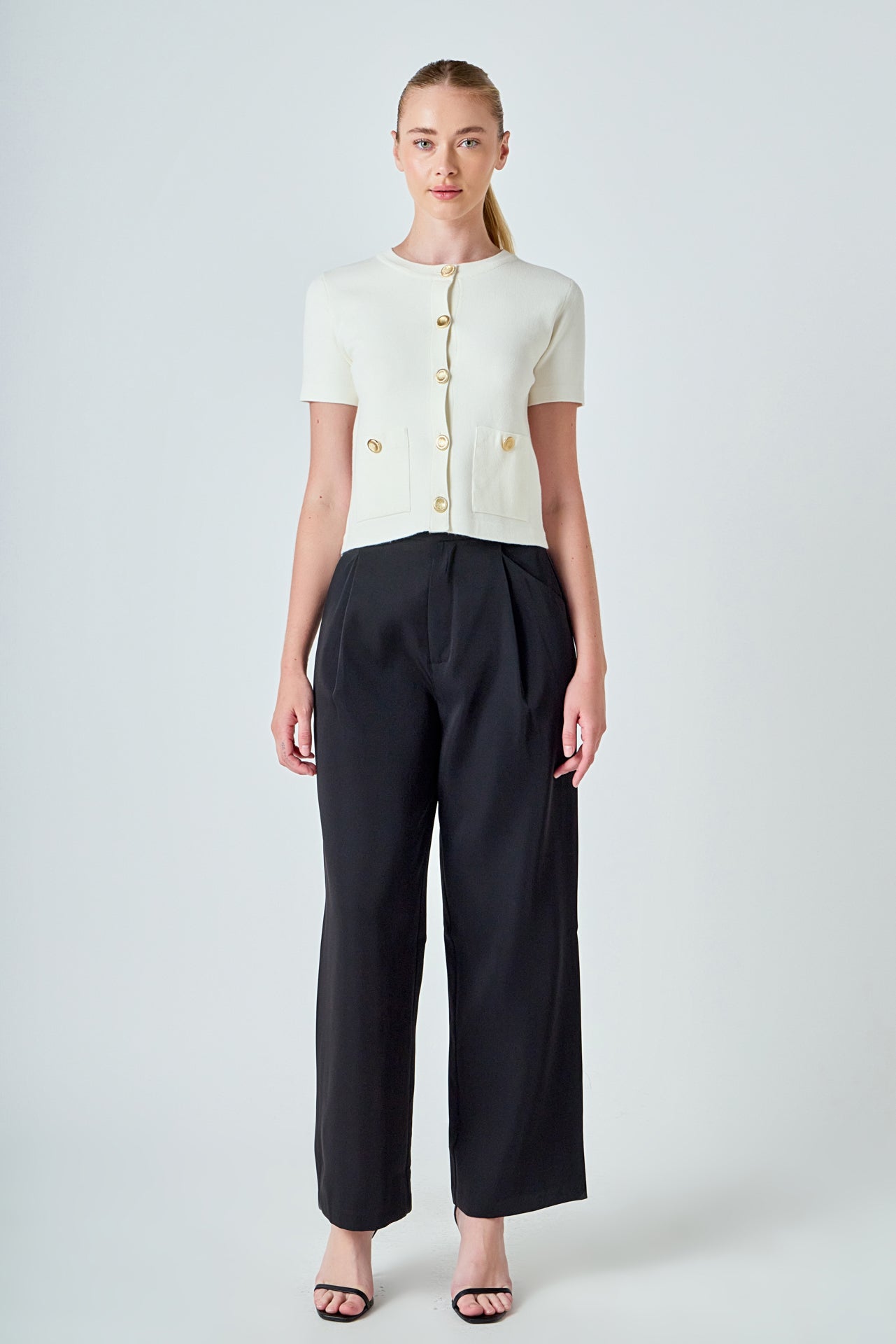 ENDLESS ROSE - Short Sleeve Button-Up Cardigan - SWEATERS & KNITS available at Objectrare