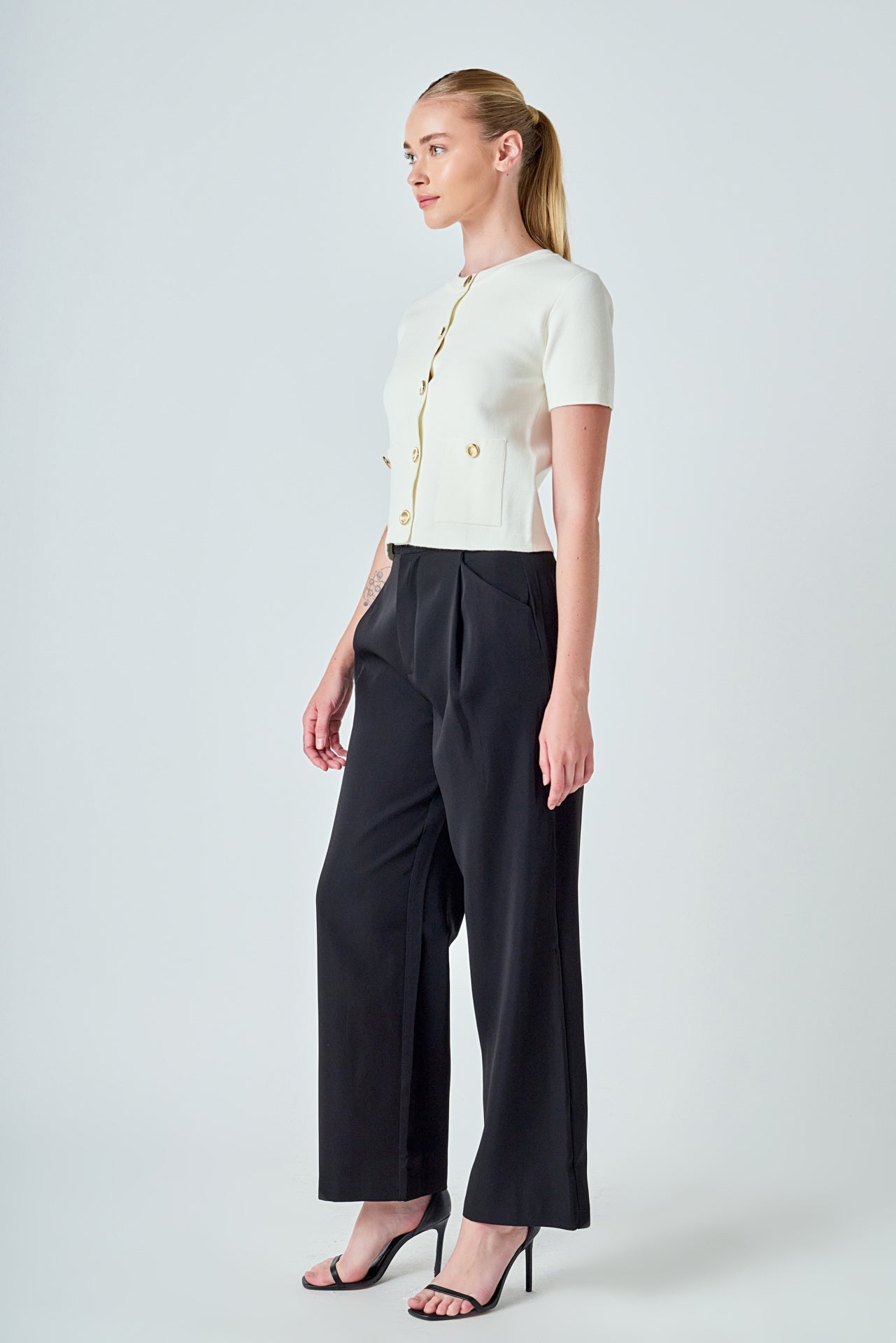 ENDLESS ROSE - Short Sleeve Button-Up Cardigan - SWEATERS & KNITS available at Objectrare