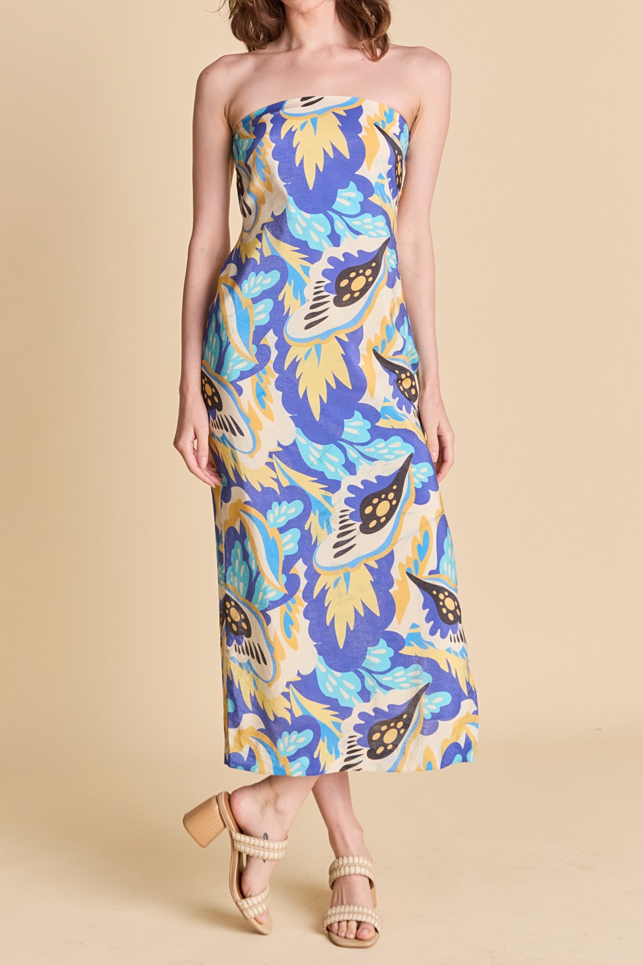LA'VEN - Multi Print Strapless Dress - DRESSES available at Objectrare