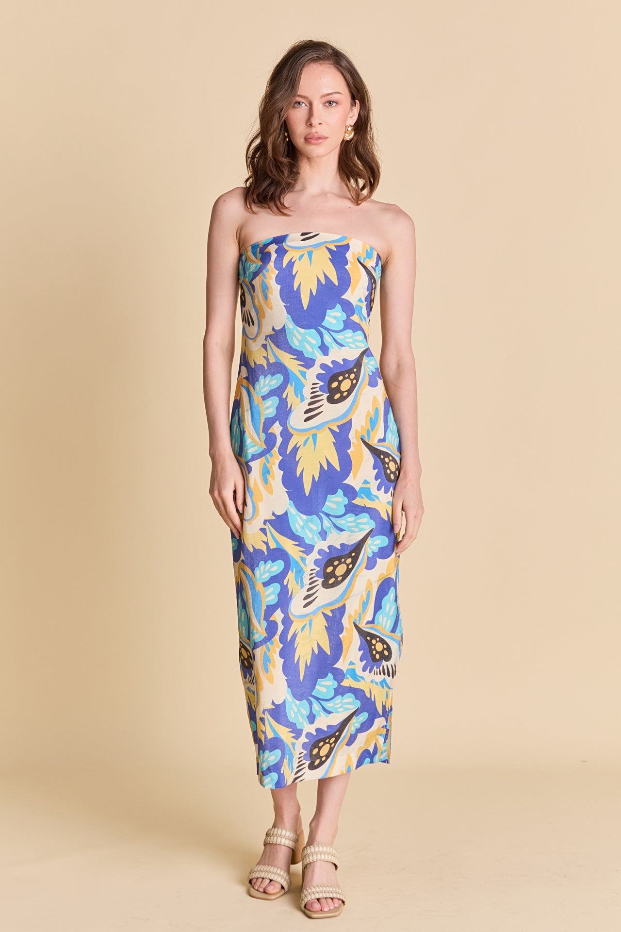 LA'VEN - Multi Print Strapless Dress - DRESSES available at Objectrare