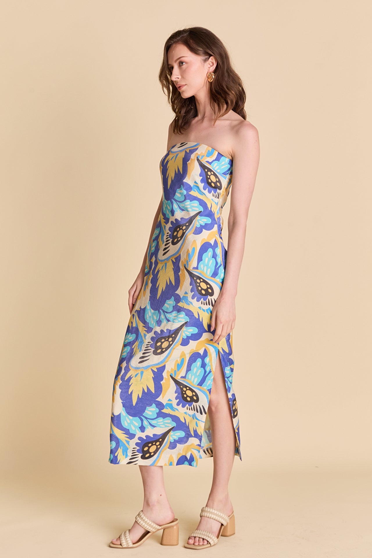 LA'VEN - Multi Print Strapless Dress - DRESSES available at Objectrare