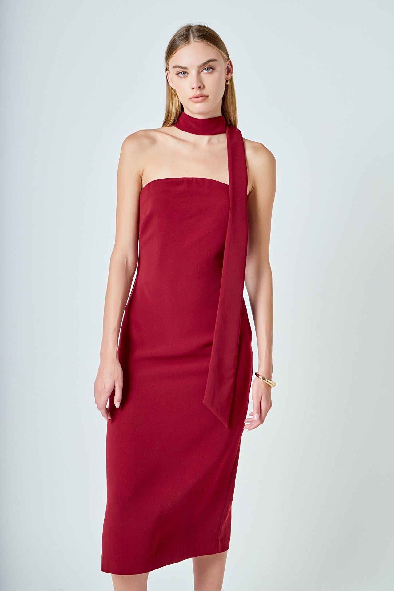ENDLESS ROSE - Choker Tie Midi Dress - DRESSES available at Objectrare