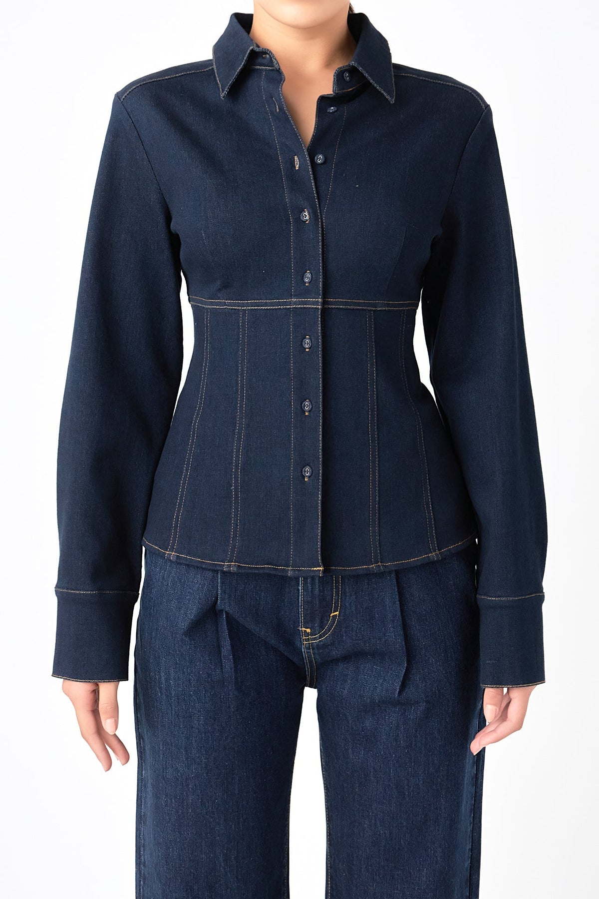 GREY LAB - Denim Flared Shirt - SHIRTS & BLOUSES available at Objectrare