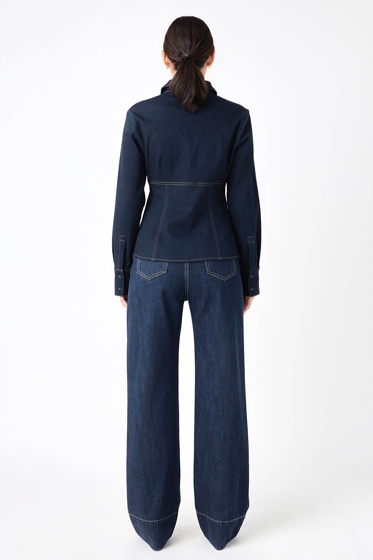 GREY LAB - Denim Flared Shirt - SHIRTS & BLOUSES available at Objectrare