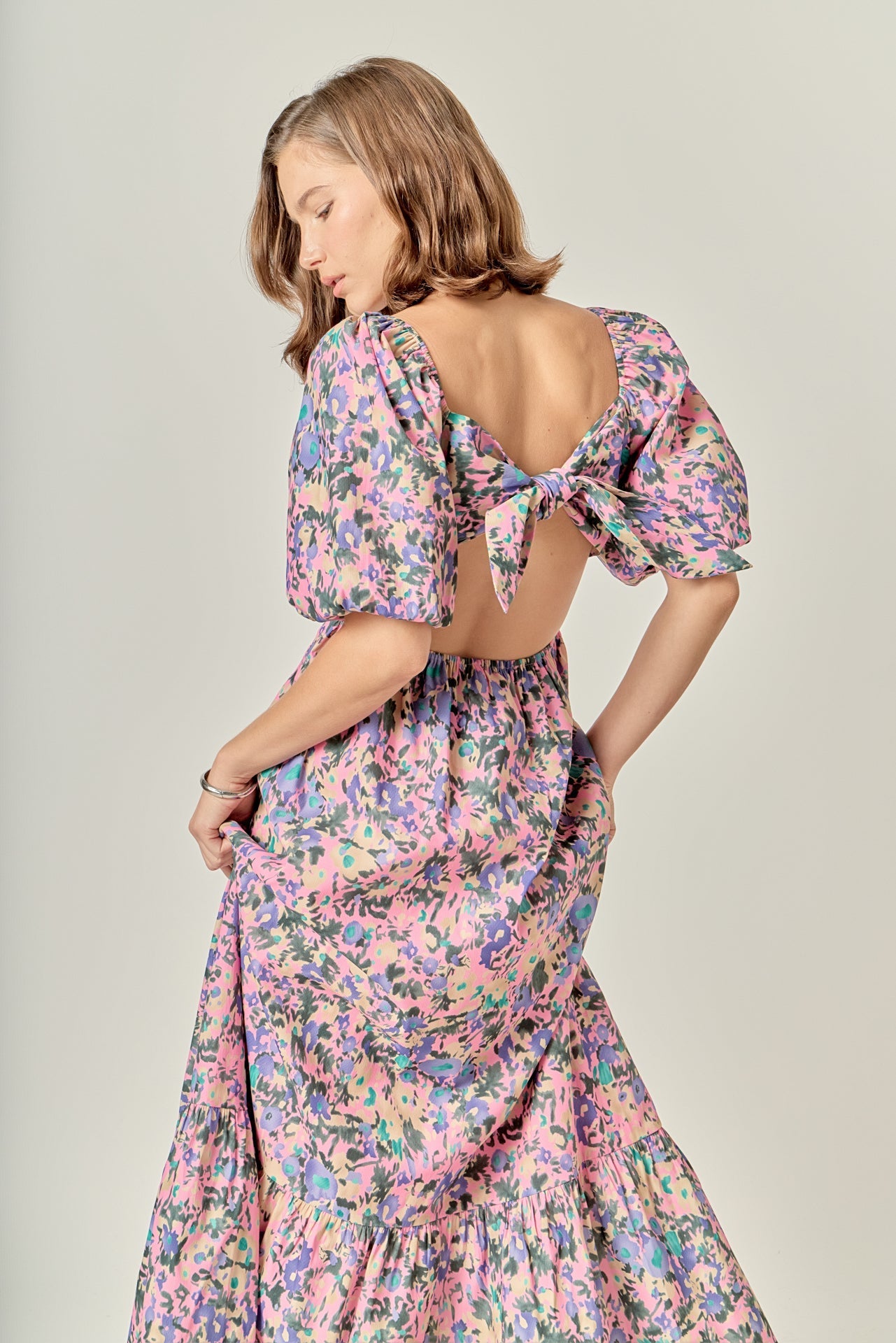 Open Back Tie Maxi Dress