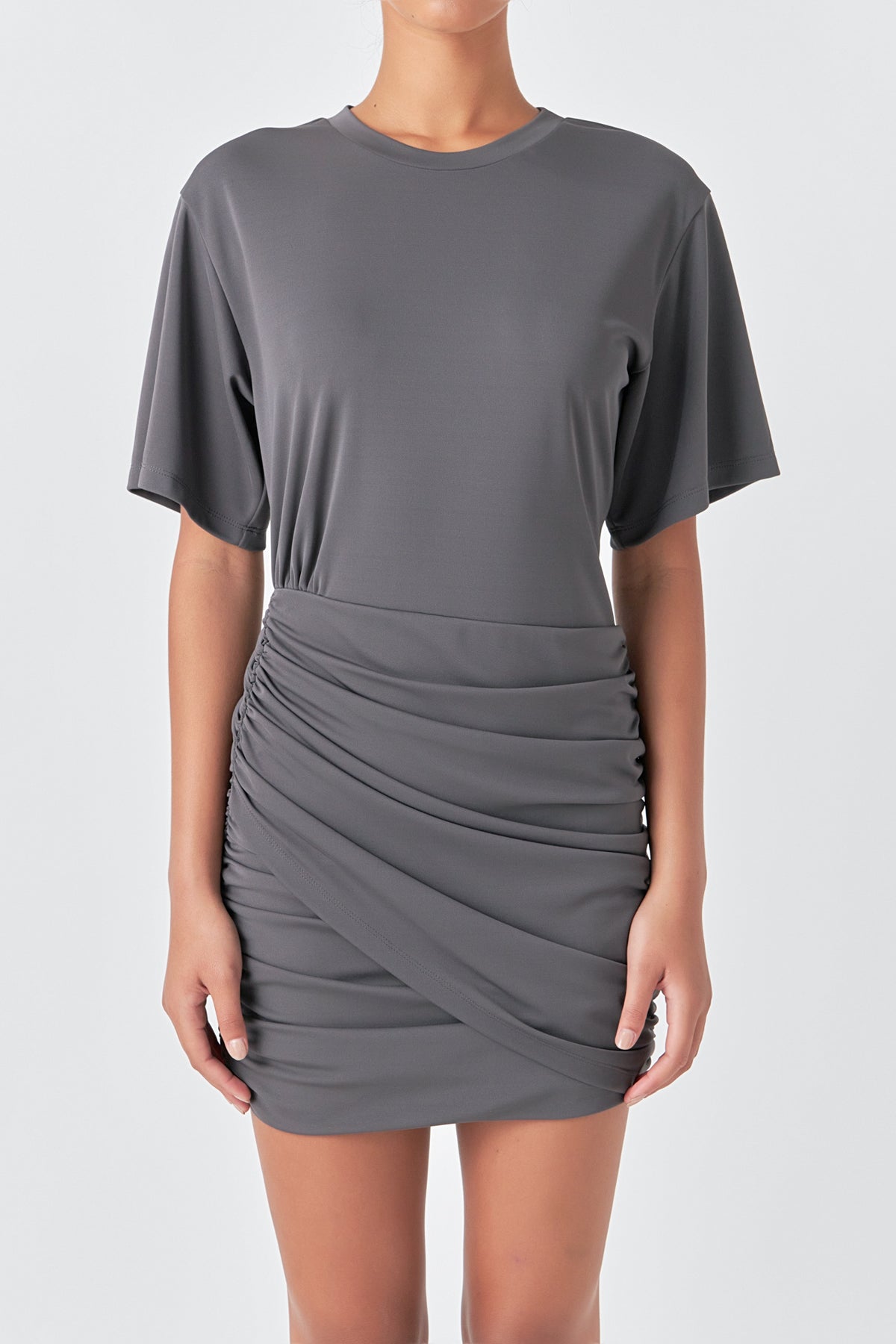GREY LAB - Asymmetric Ruched Mini Dress - DRESSES available at Objectrare