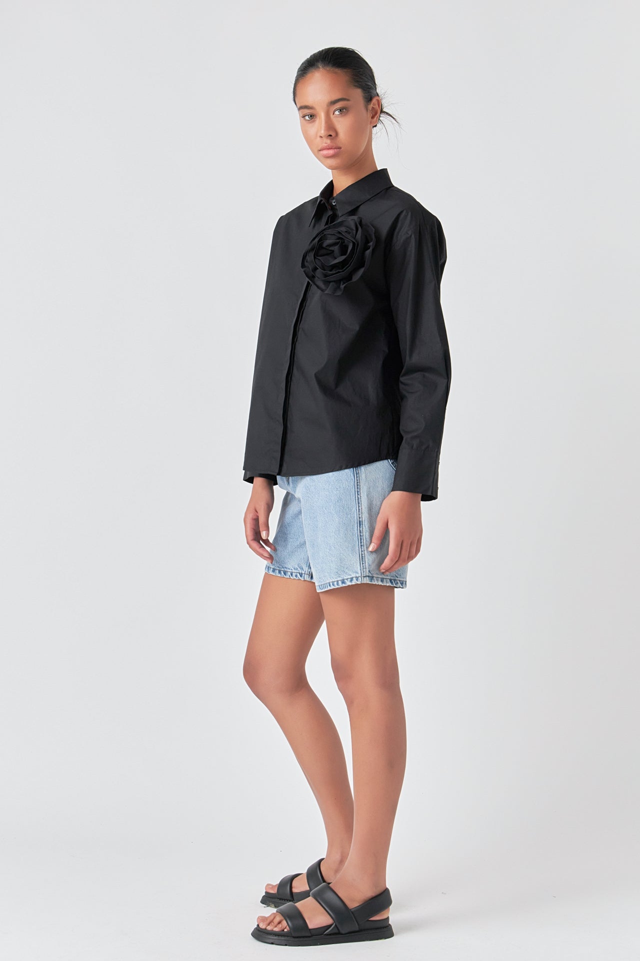 GREY LAB - Flower Brooch Shirt - TOPS available at Objectrare