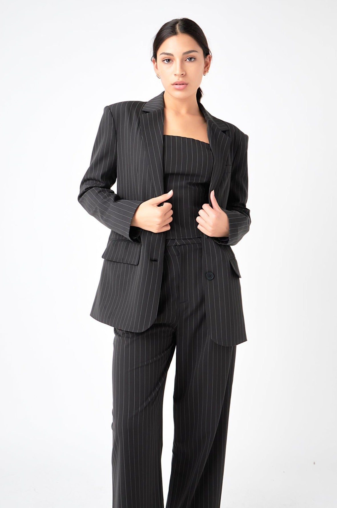 GREY LAB - Pinstriped Oversized Blazer - BLAZERS available at Objectrare