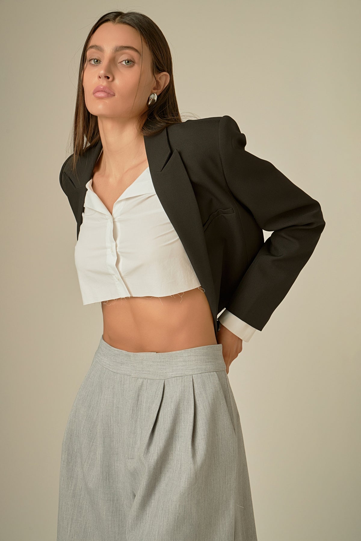 GREY LAB - Single Breasted Cropped Blazer - BLAZERS available at Objectrare
