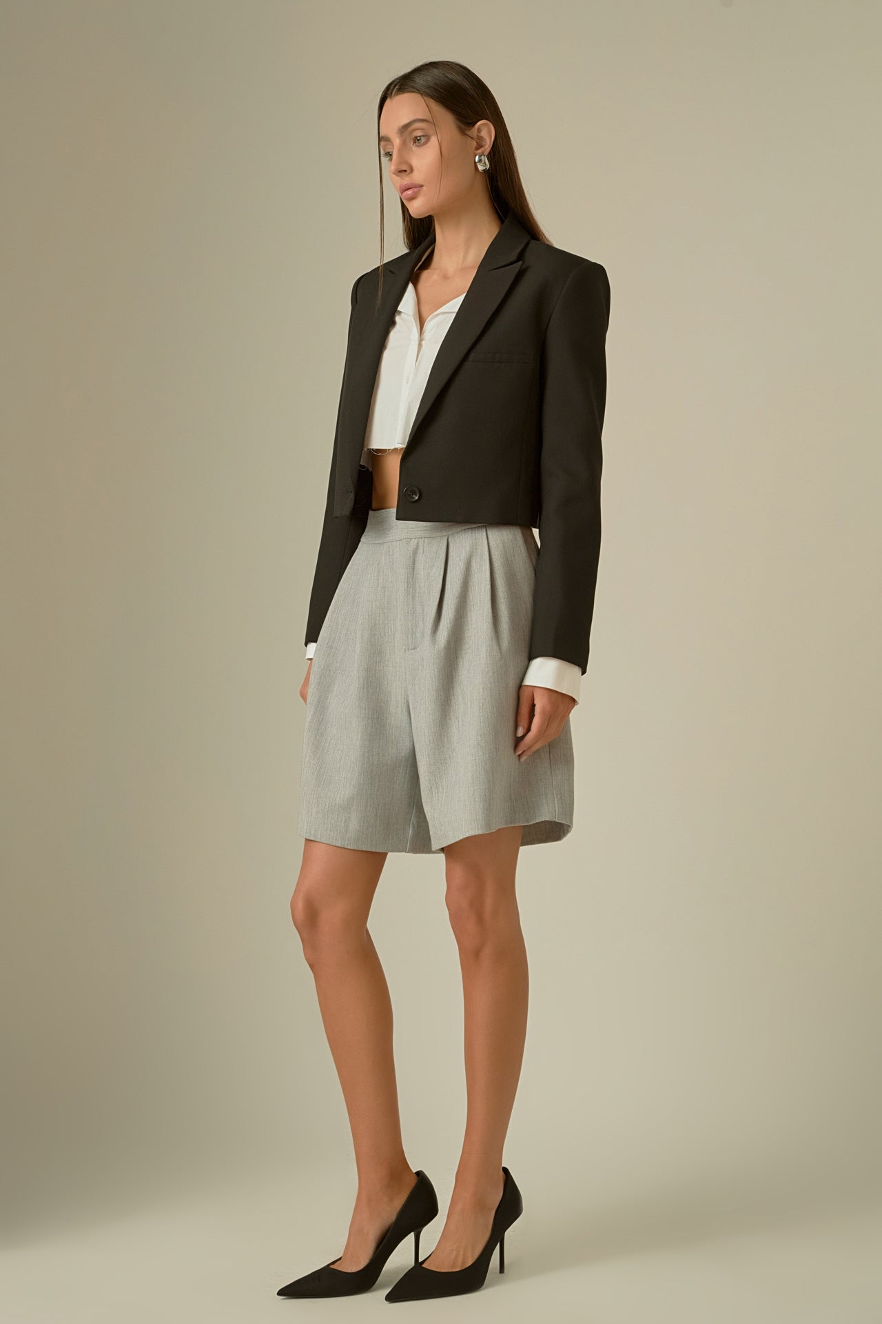 GREY LAB - Single Breasted Cropped Blazer - BLAZERS available at Objectrare