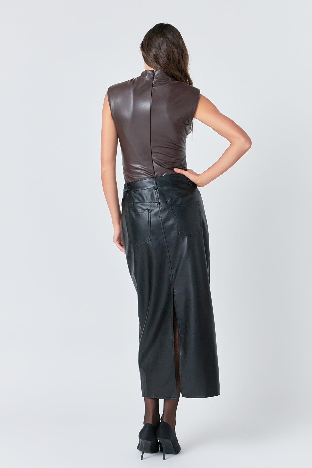GREY LAB - Faux Leather Maxi Skirt - SKIRTS available at Objectrare