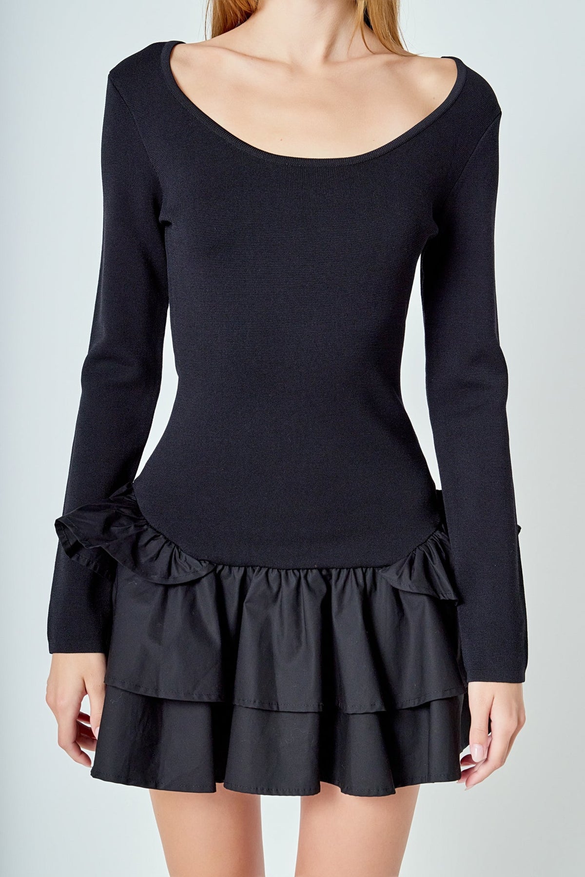 Combo Mixed Tiered Mini Dress