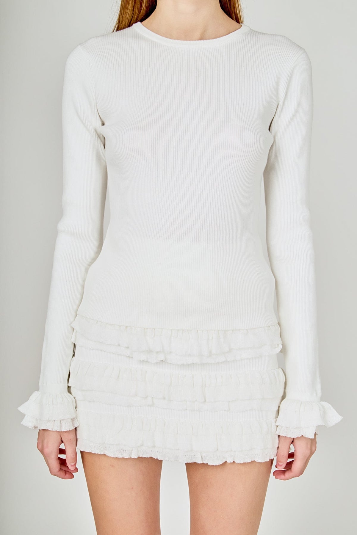 ENDLESS ROSE - Ruffled Cuff Knit Top - SWEATERS & KNITS available at Objectrare