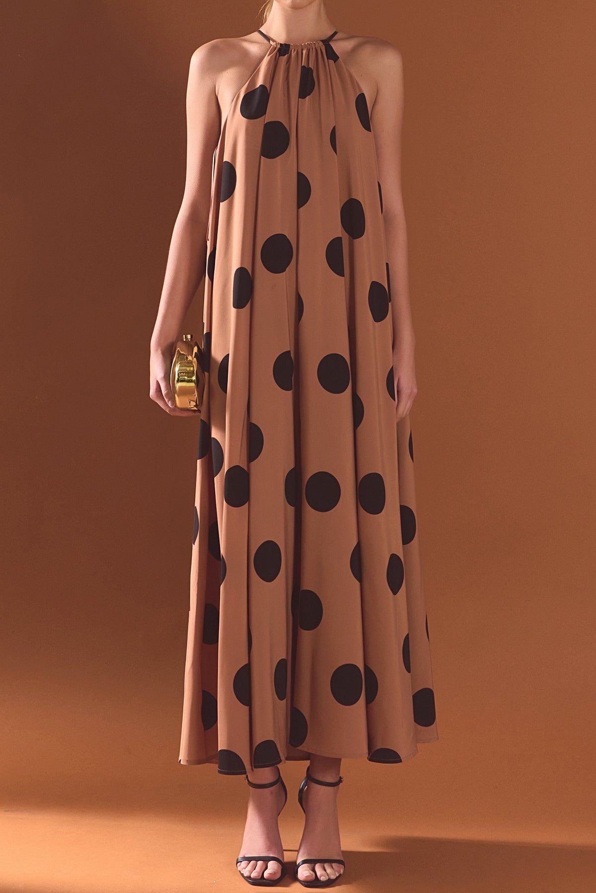 ENDLESS ROSE - Polka Dot Halter Neck Maxi Dress - DRESSES available at Objectrare