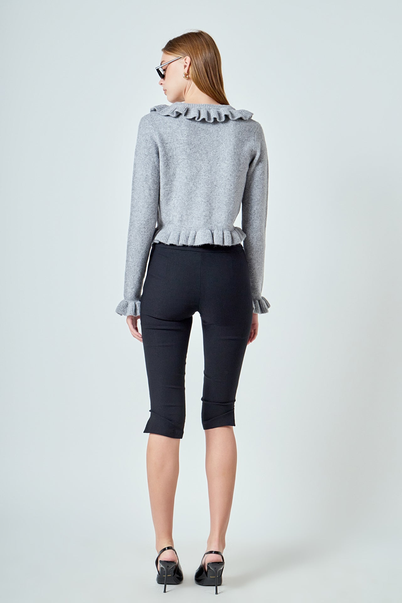 ENDLESS ROSE - Ruffled V-Neck Cardigan - SWEATERS & KNITS available at Objectrare